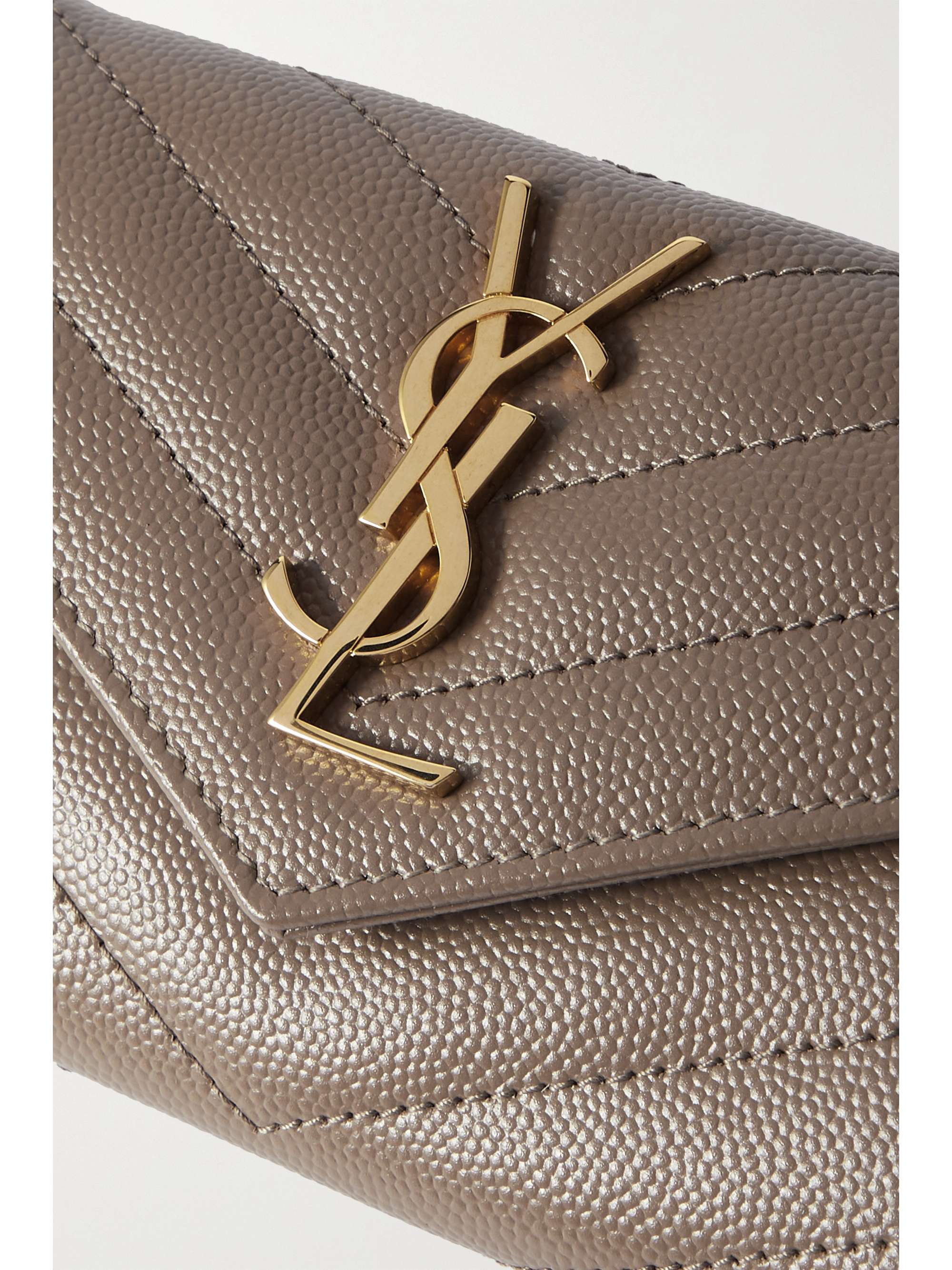 SAINT LAURENT Portefeuille en cuir texturé à surpiqûres Monogramme Envelope