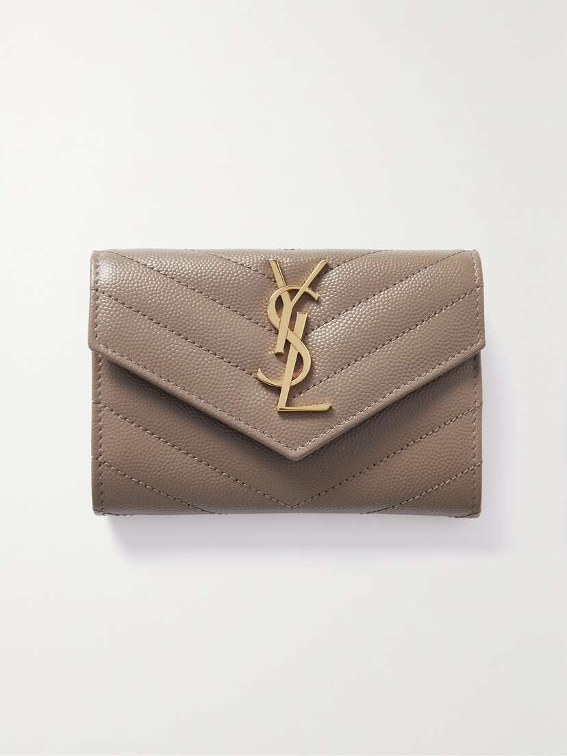 Saint Laurent Monogramme Envelope Quilted Textured-leather Wallet