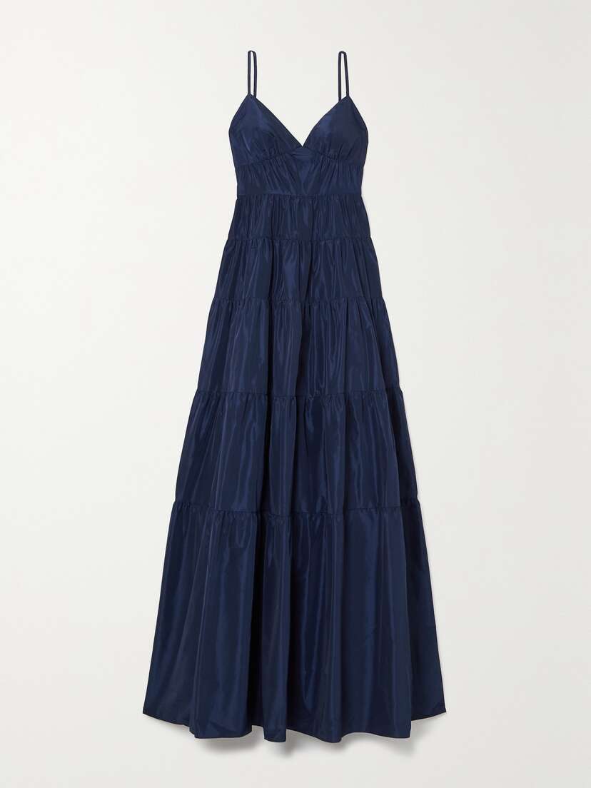 Staud Ripley Tiered Taffeta Maxi Dress - x small