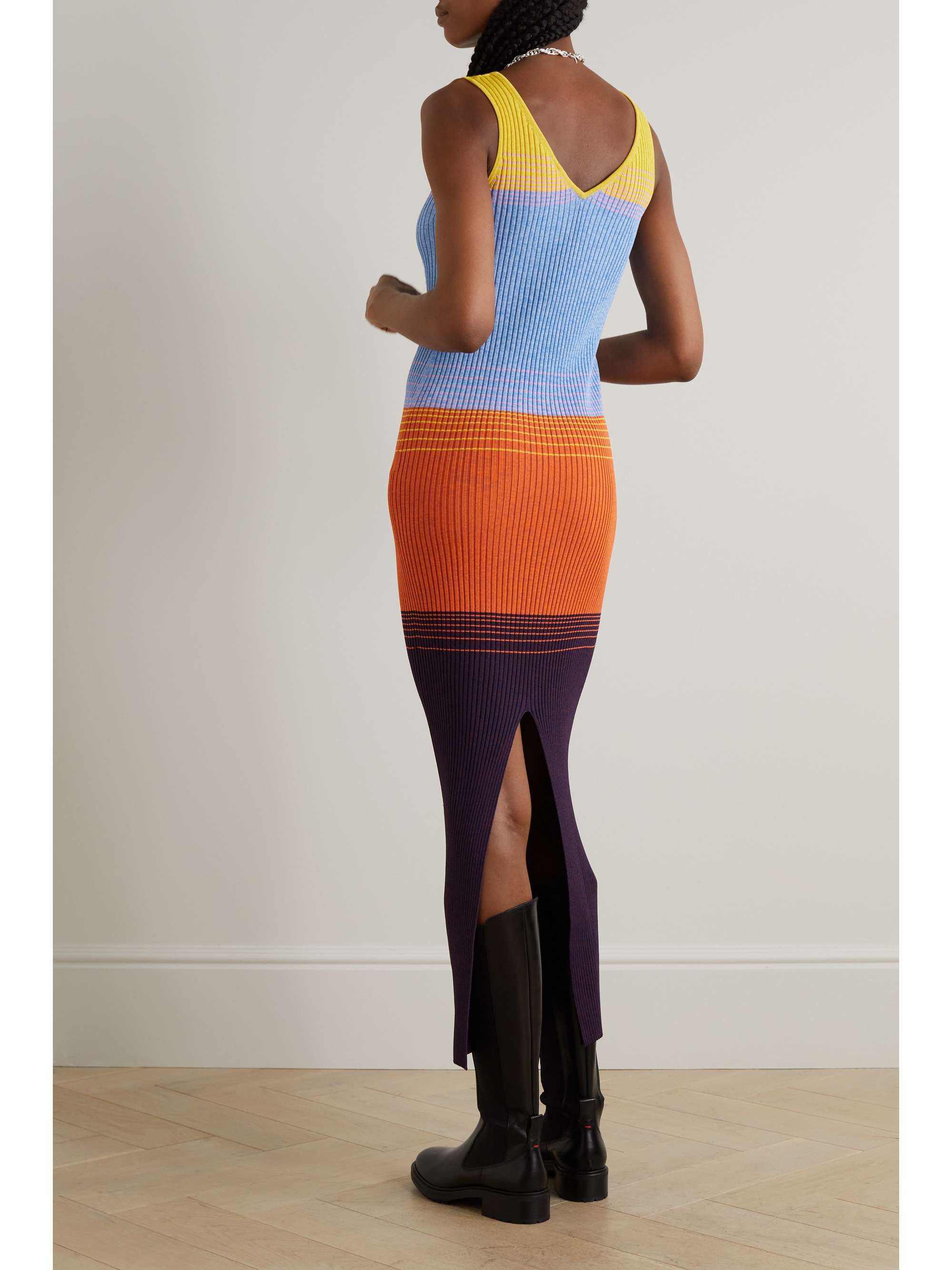 STAUD Dana striped ribbed-knit maxi dress | NET-A-PORTER