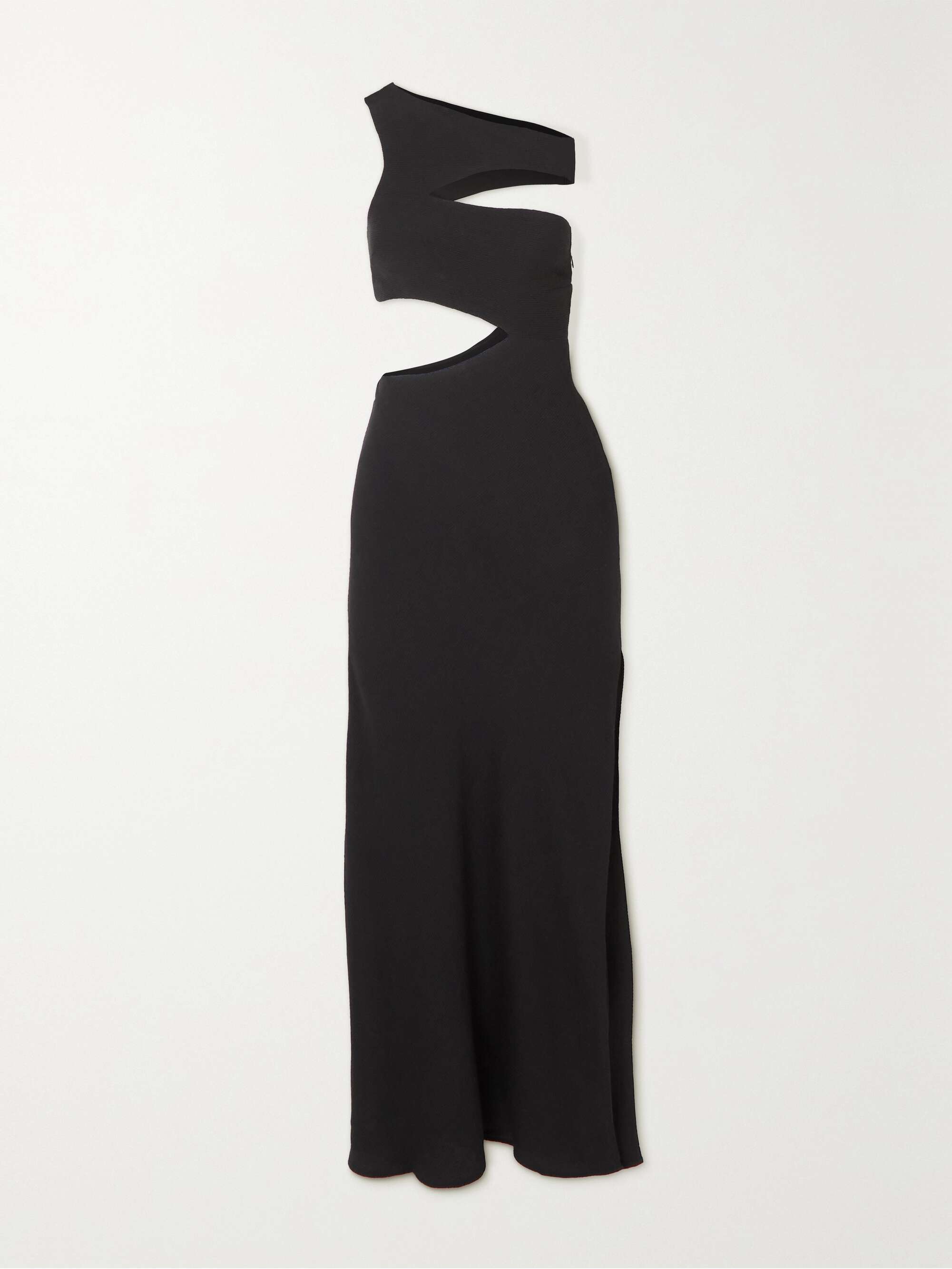 STAUD Prismatic asymmetric cutout ribbed-knit maxi dress