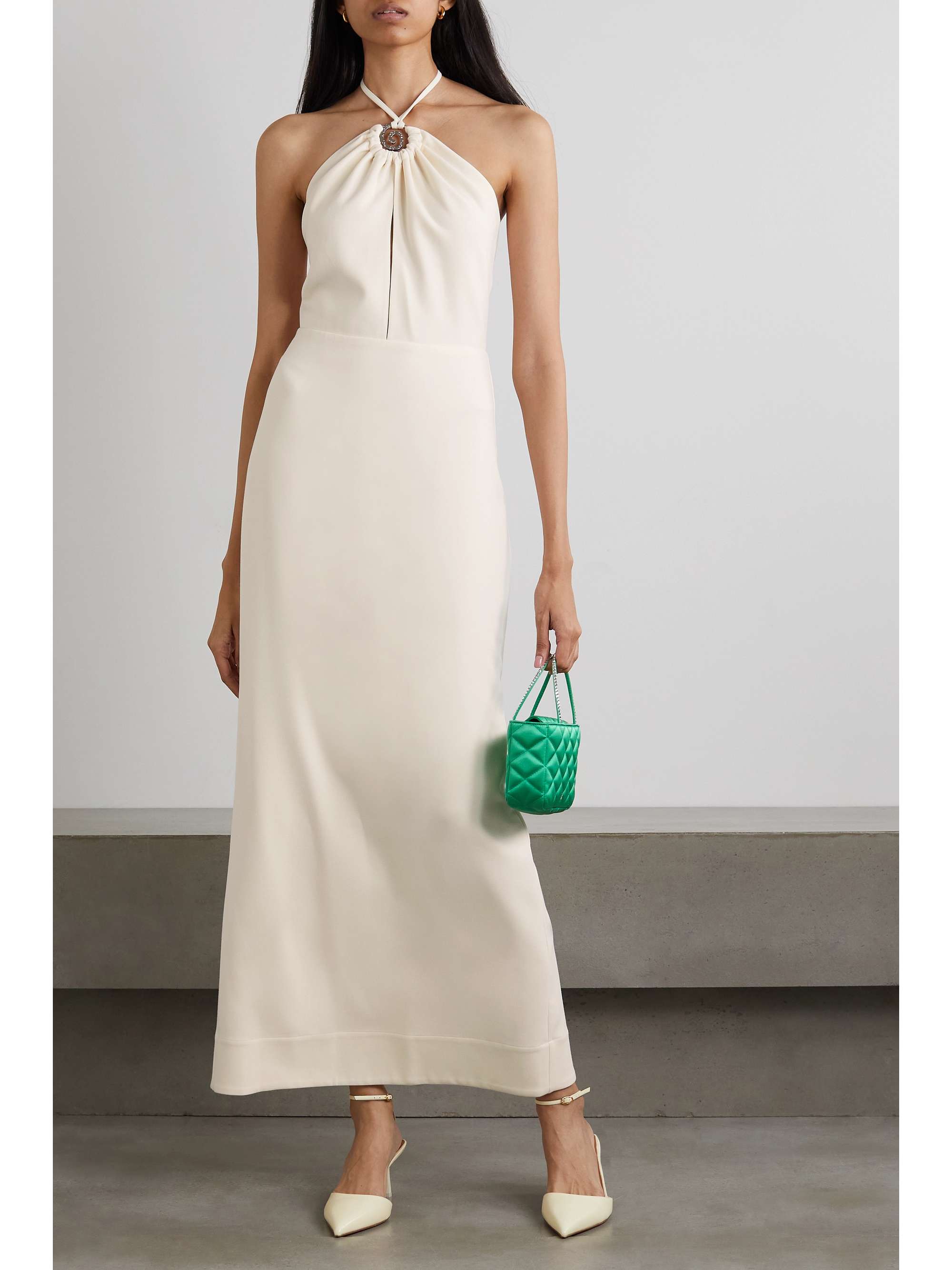 STAUD Abigail embellished cutout crepe halterneck maxi dress