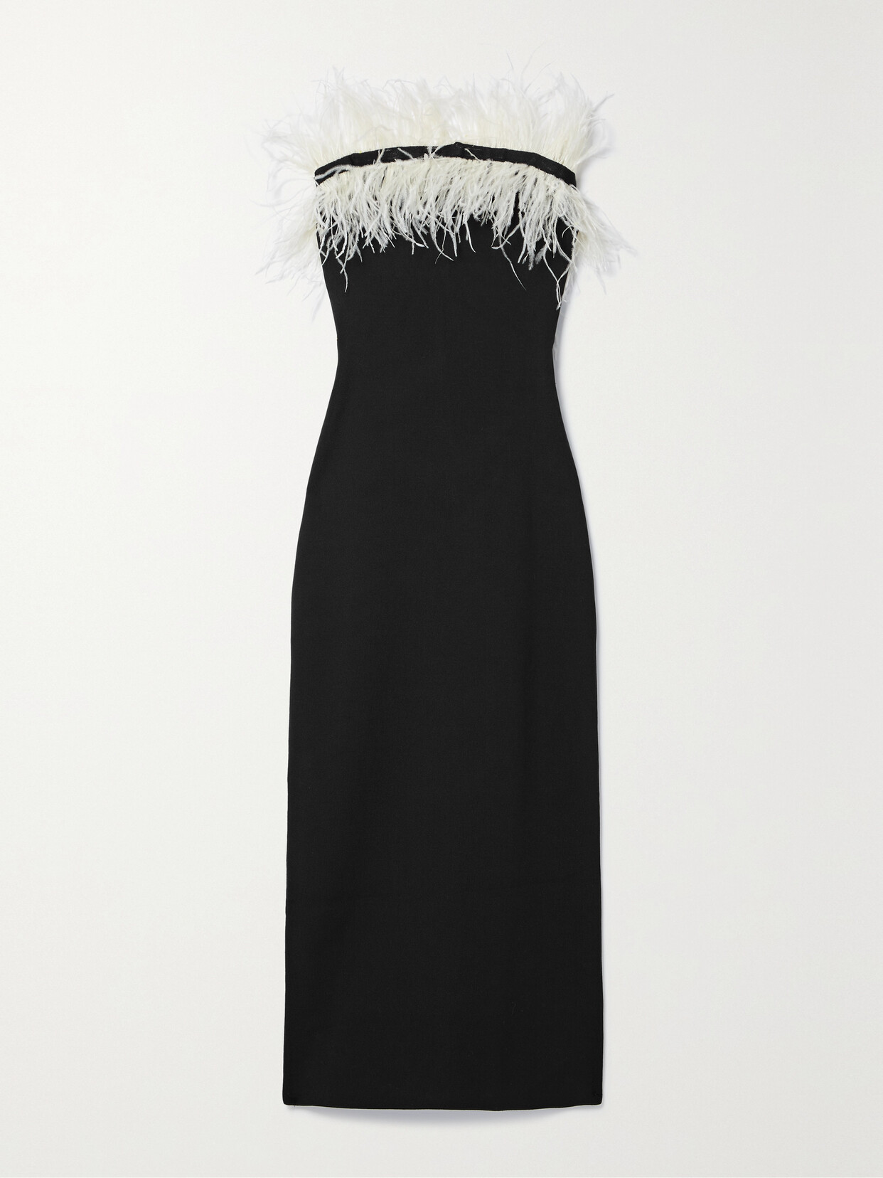 STAUD - Nellie Feather-trimmed Strech-cady Midi Dress - Black