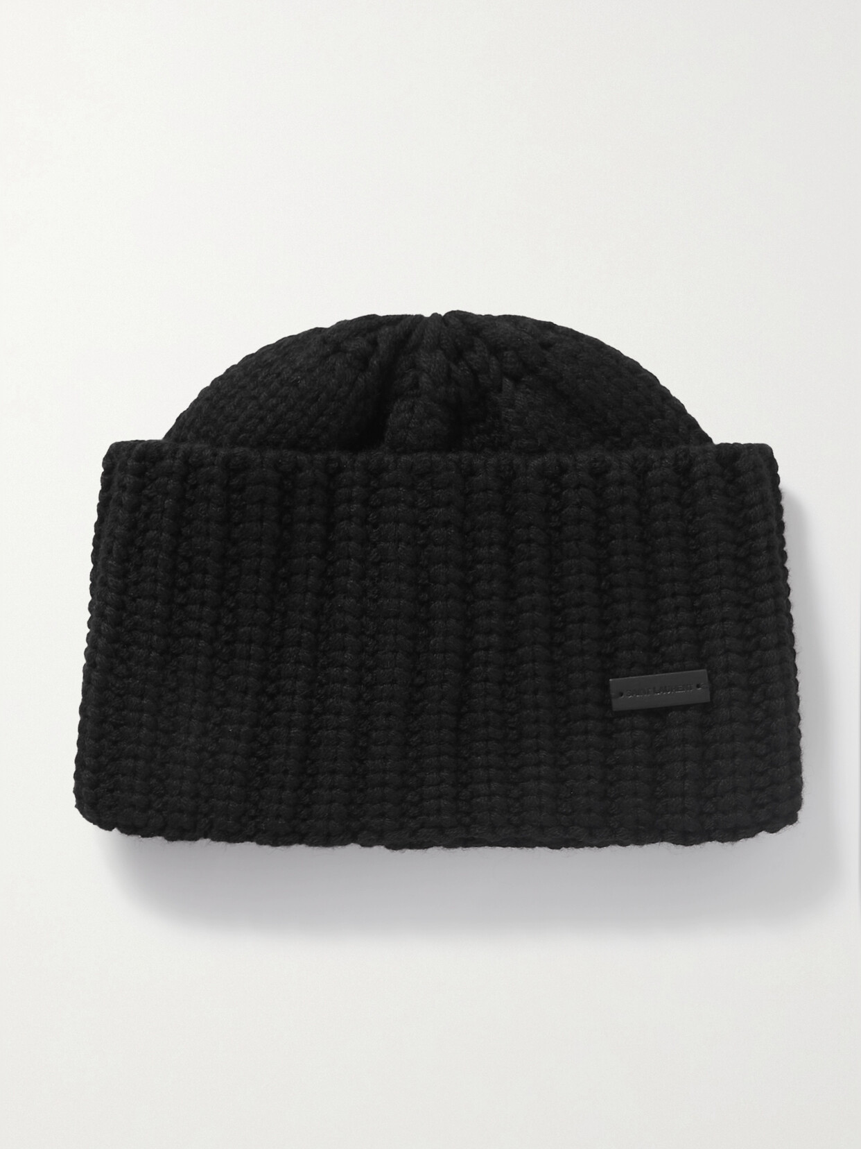 Shop Saint Laurent Ribbed Cashmere Beanie In Black