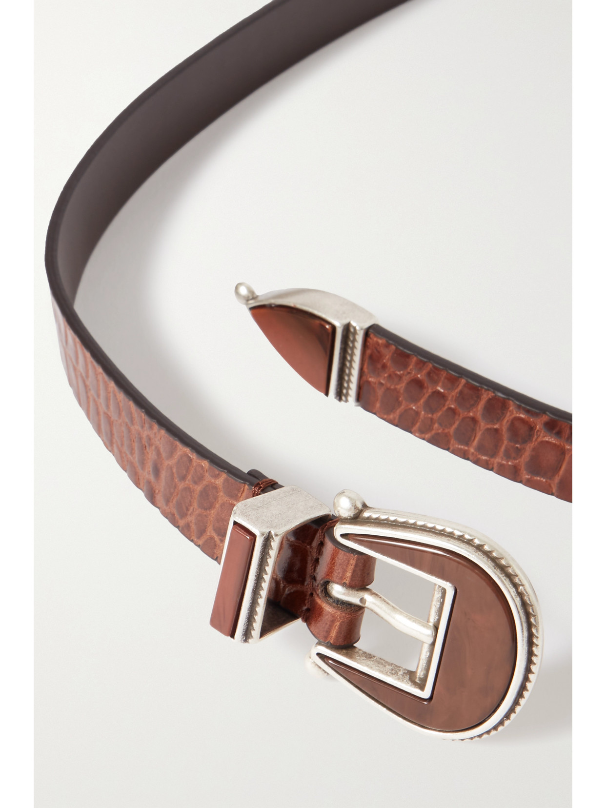 Anderson's Croc-effect Leather Waist Belt In Brown