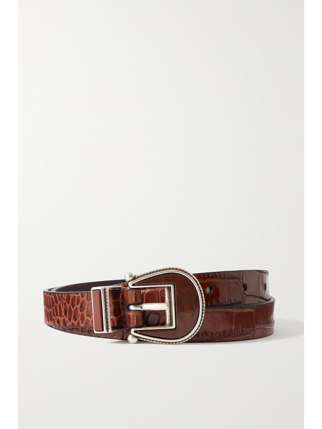 Anderson's Croc-effect Leather Waist Belt In Brown
