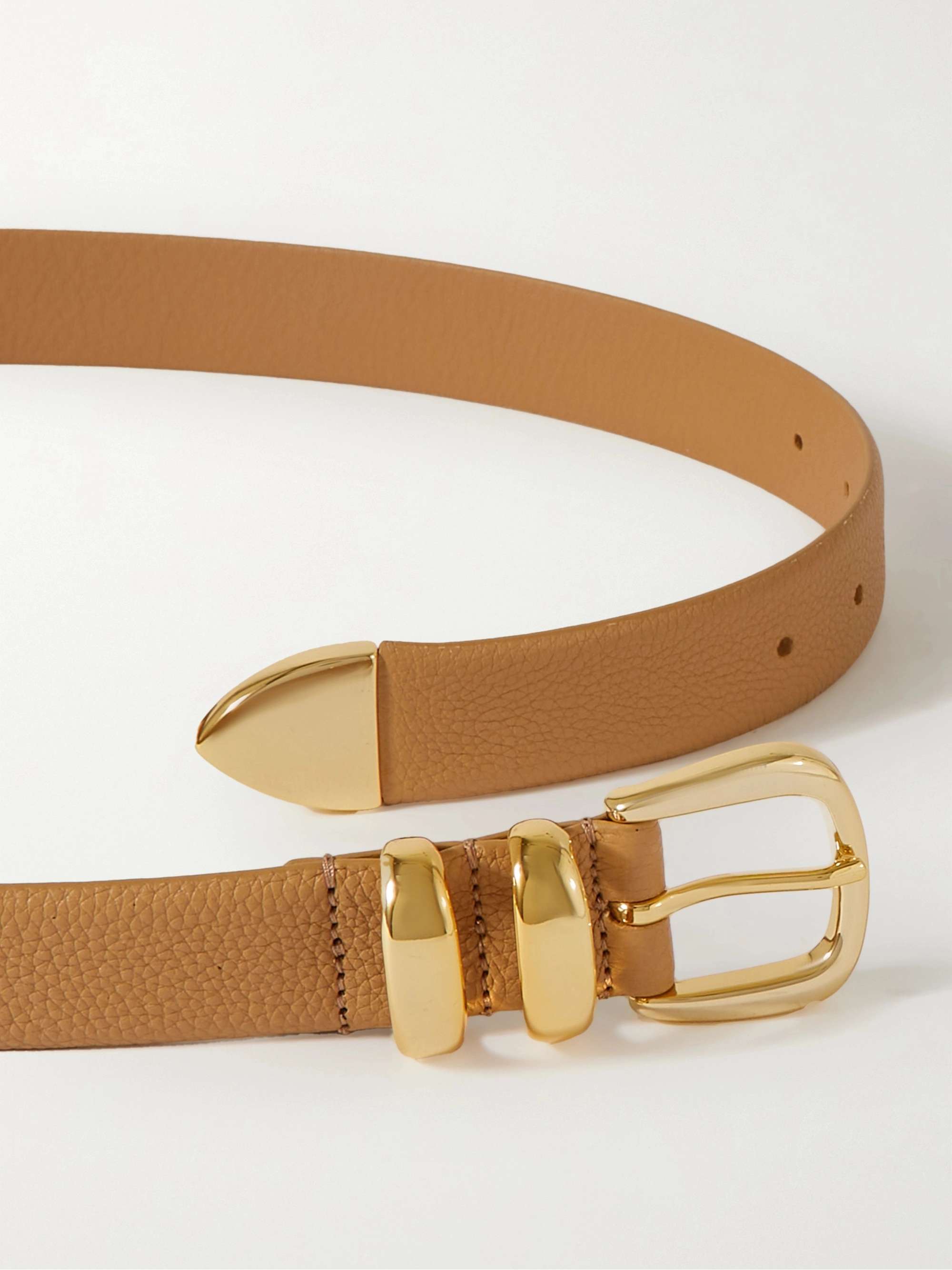 Textured leather waist belt