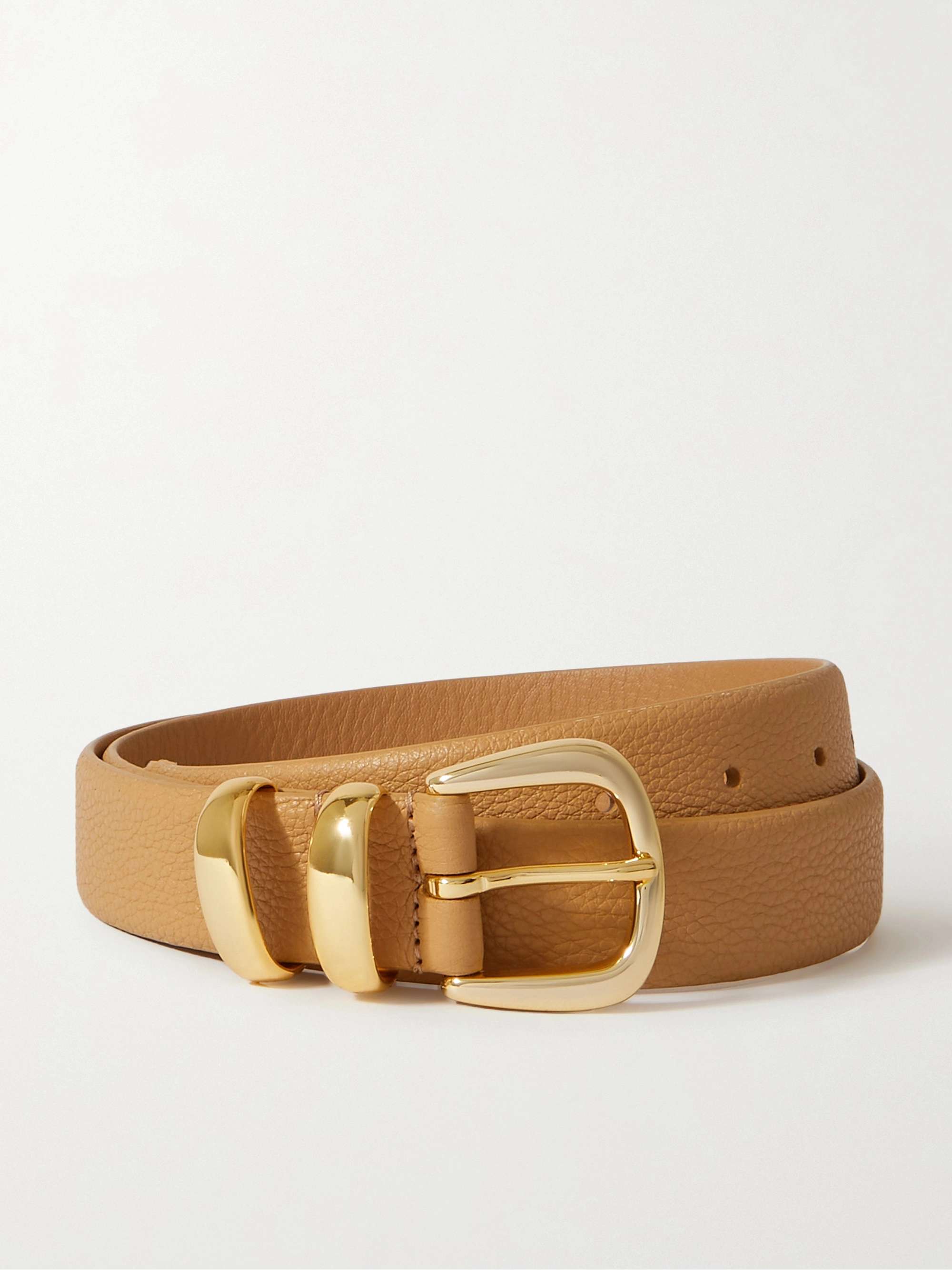 Textured leather waist belt