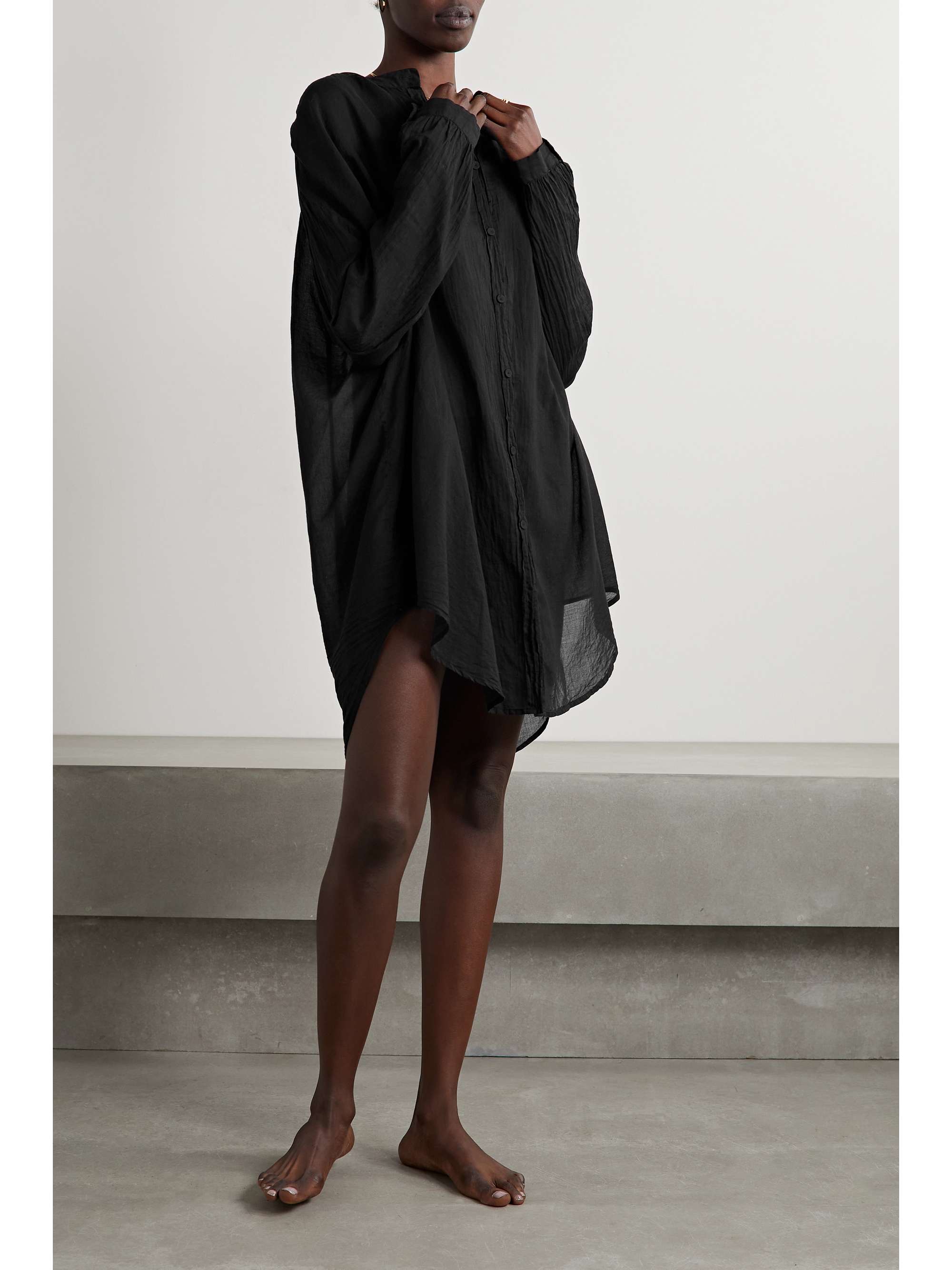 SKIN Brea oversized organic cotton-voile kaftan