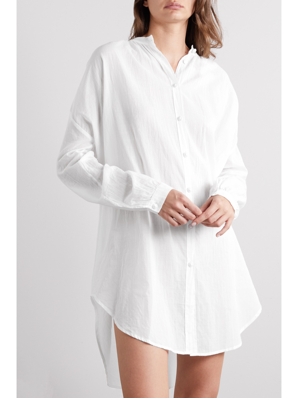 Shop Skin Brea Oversized Organic Cotton-voile Kaftan In White