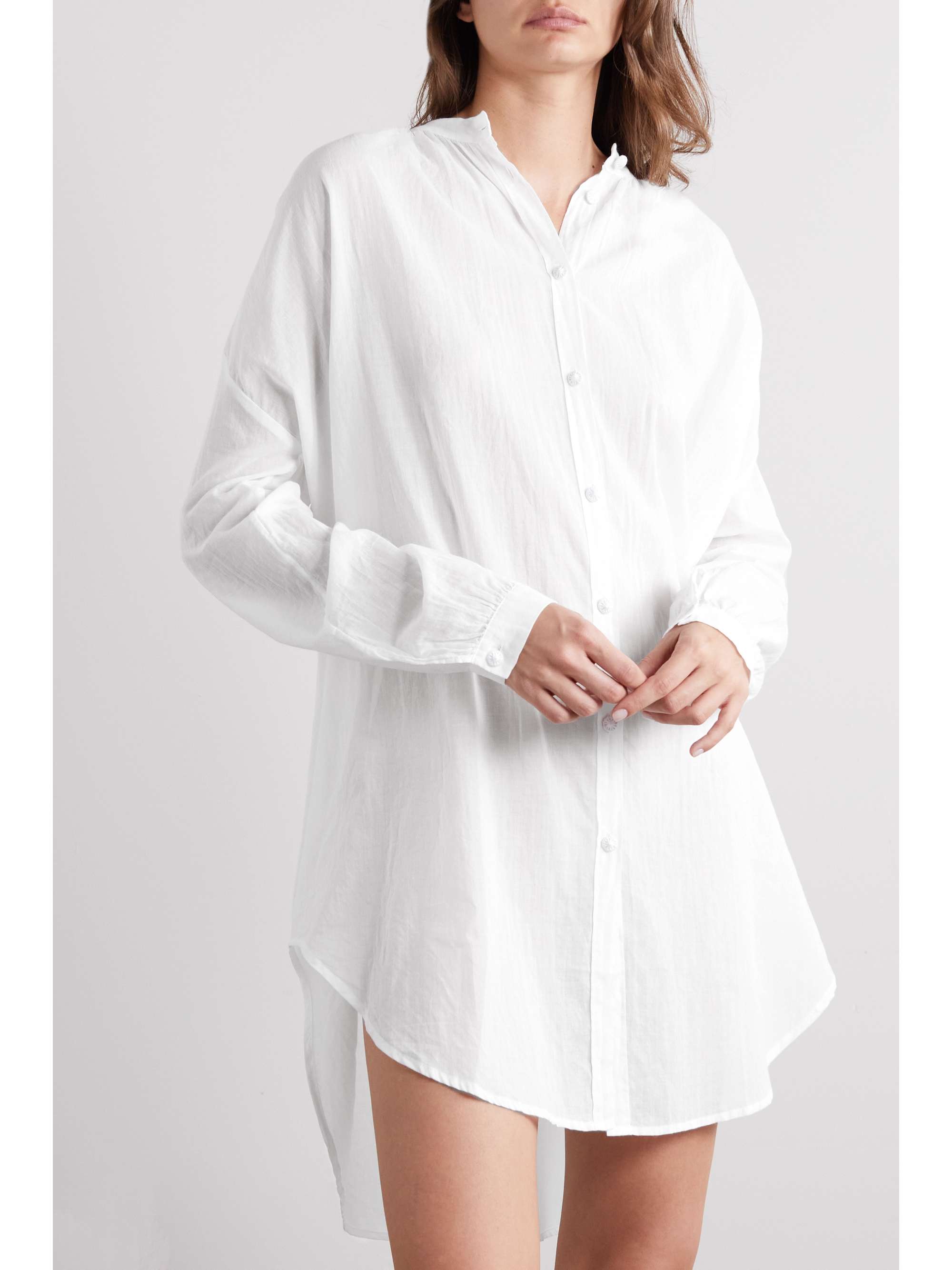 SKIN Brea 大廓形有机纯棉巴里纱长罩衫裙