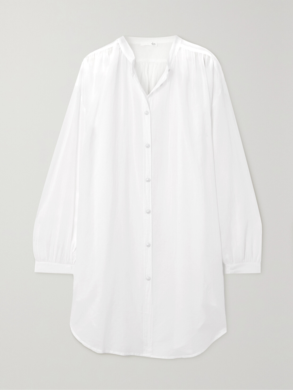 Shop Skin Brea Oversized Organic Cotton-voile Kaftan In White