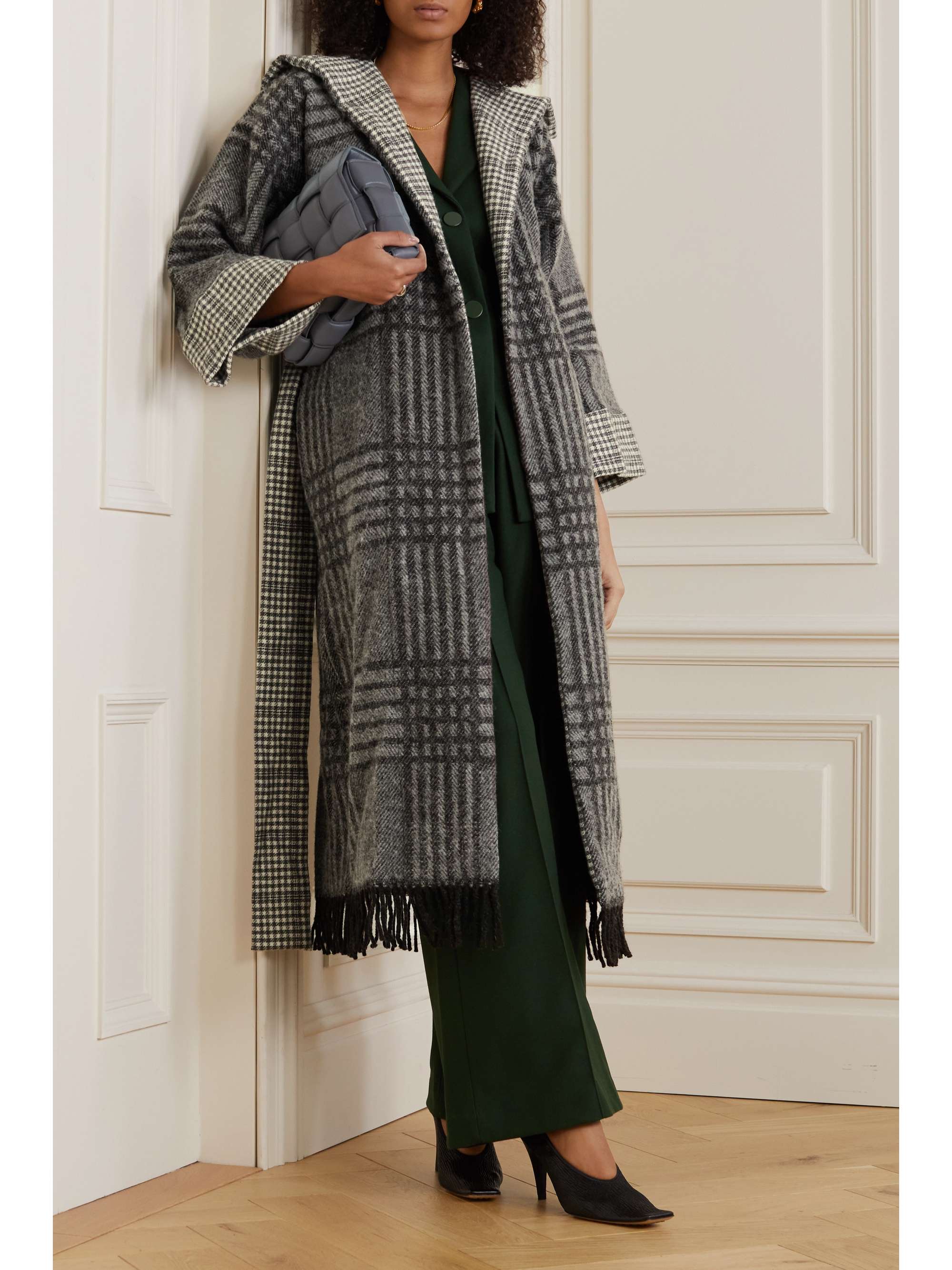 NET-A-PORTER FOR THE KING’S FOUNDATION + NET SUSTAIN belted checked wool coat