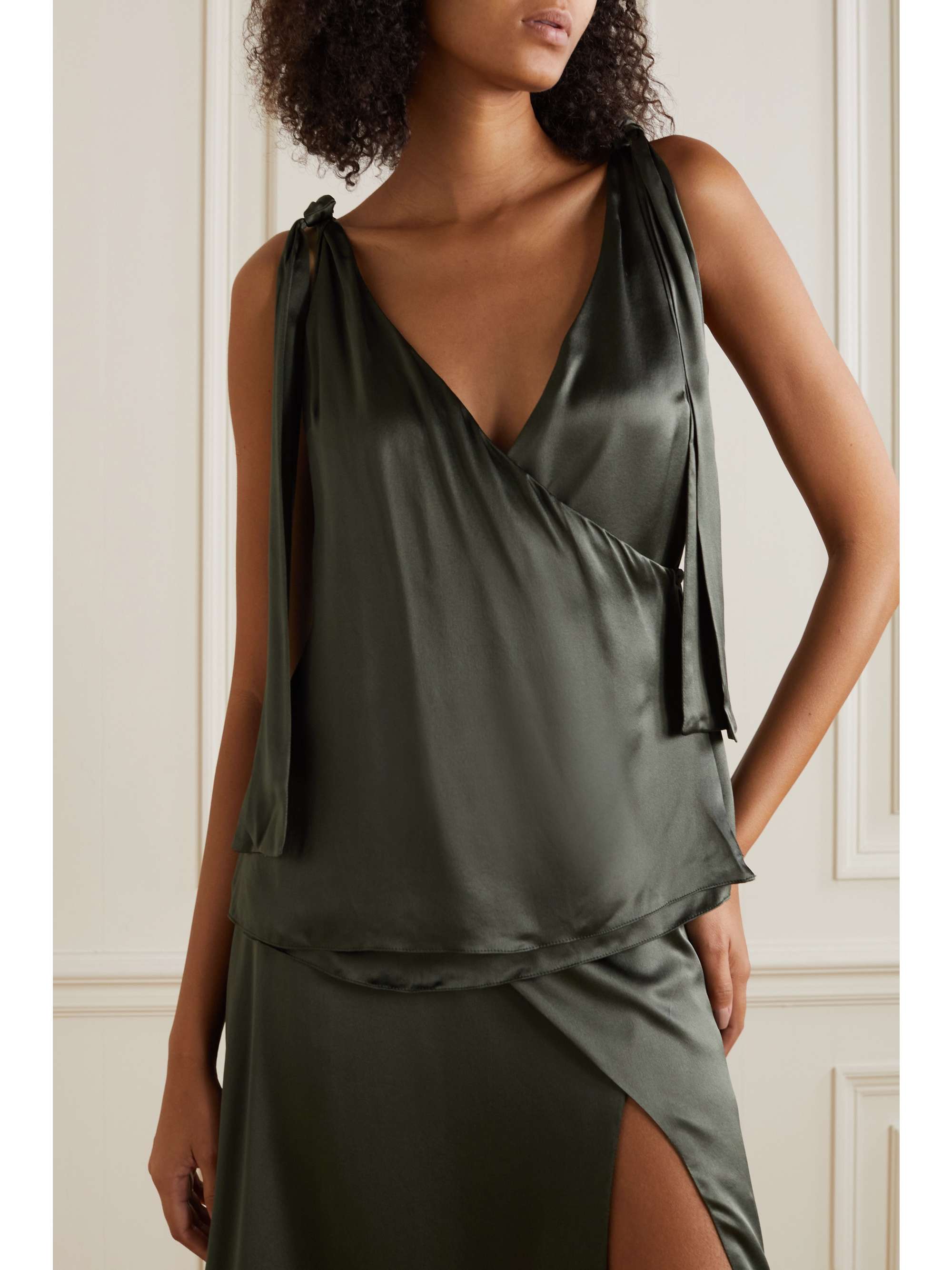 NET-A-PORTER FOR THE KING’S FOUNDATION Silk-satin wrap top
