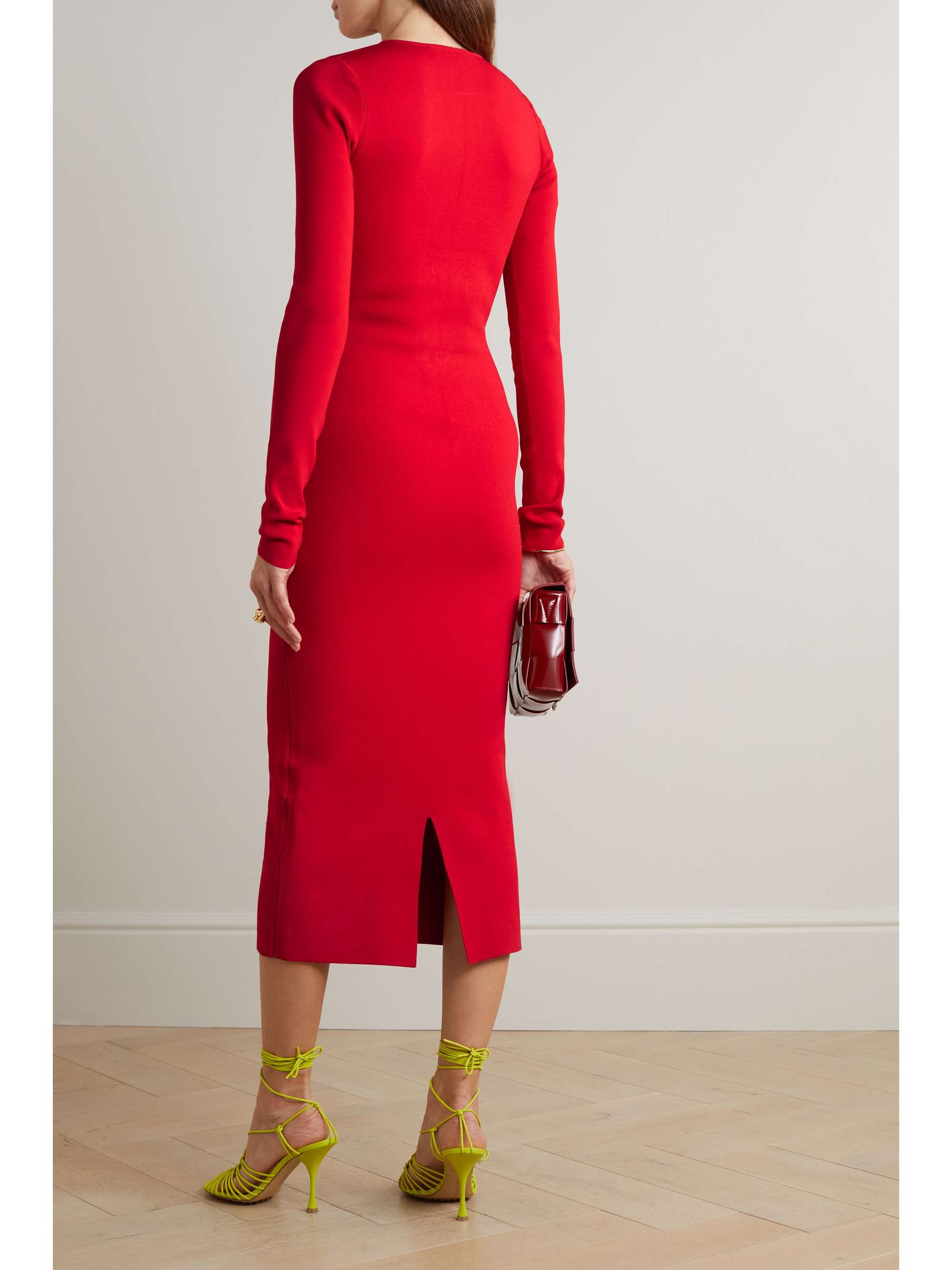 VICTORIA BECKHAM VB Body ribbed stretch-knit midi dress