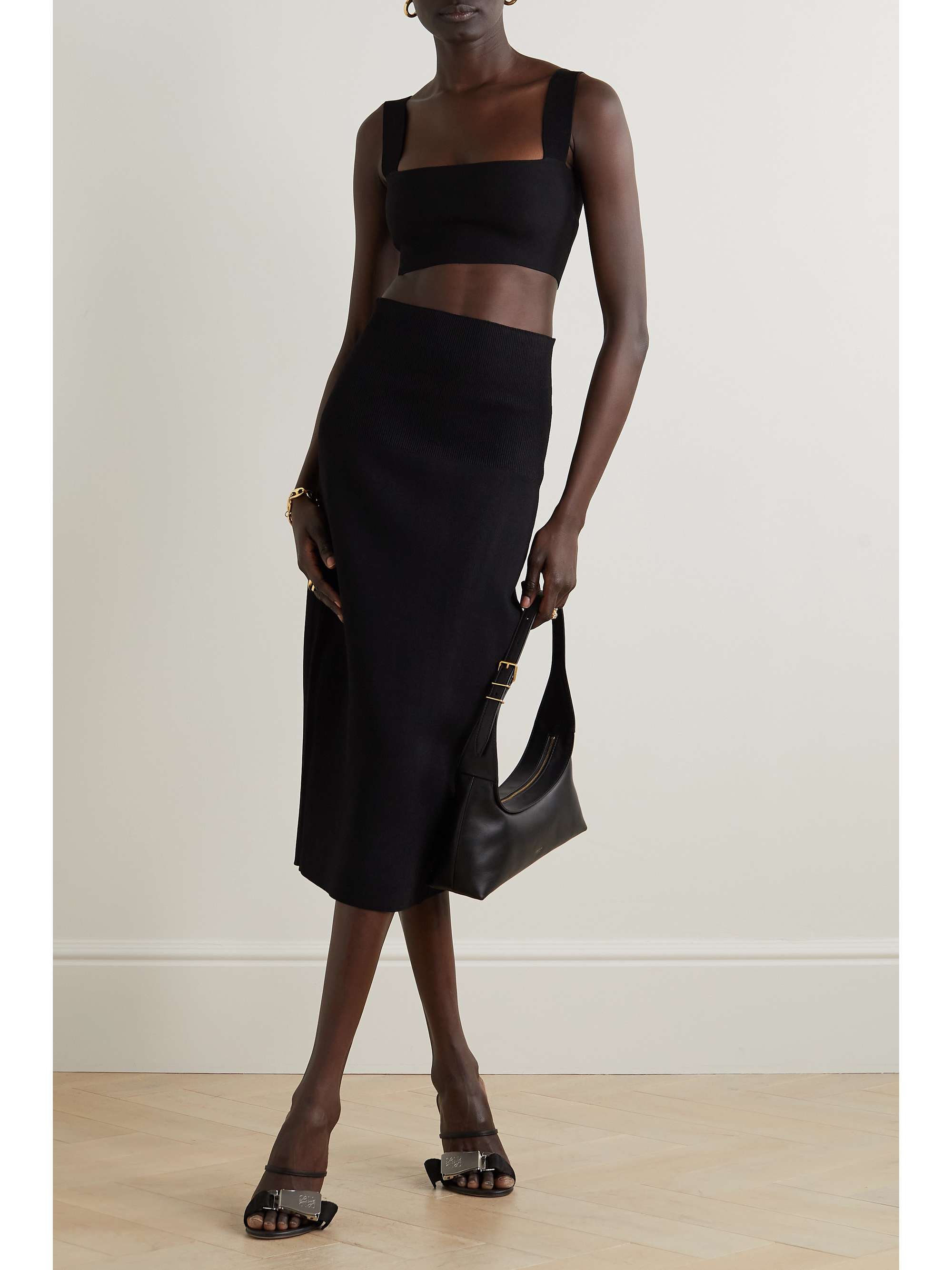 VICTORIA BECKHAM VB Body cropped stretch-knit top