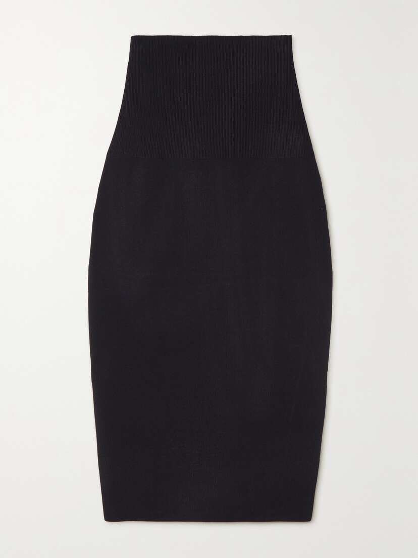 Victoria Beckham Vb Body Ribbed Stretch-knit Midi Skirt