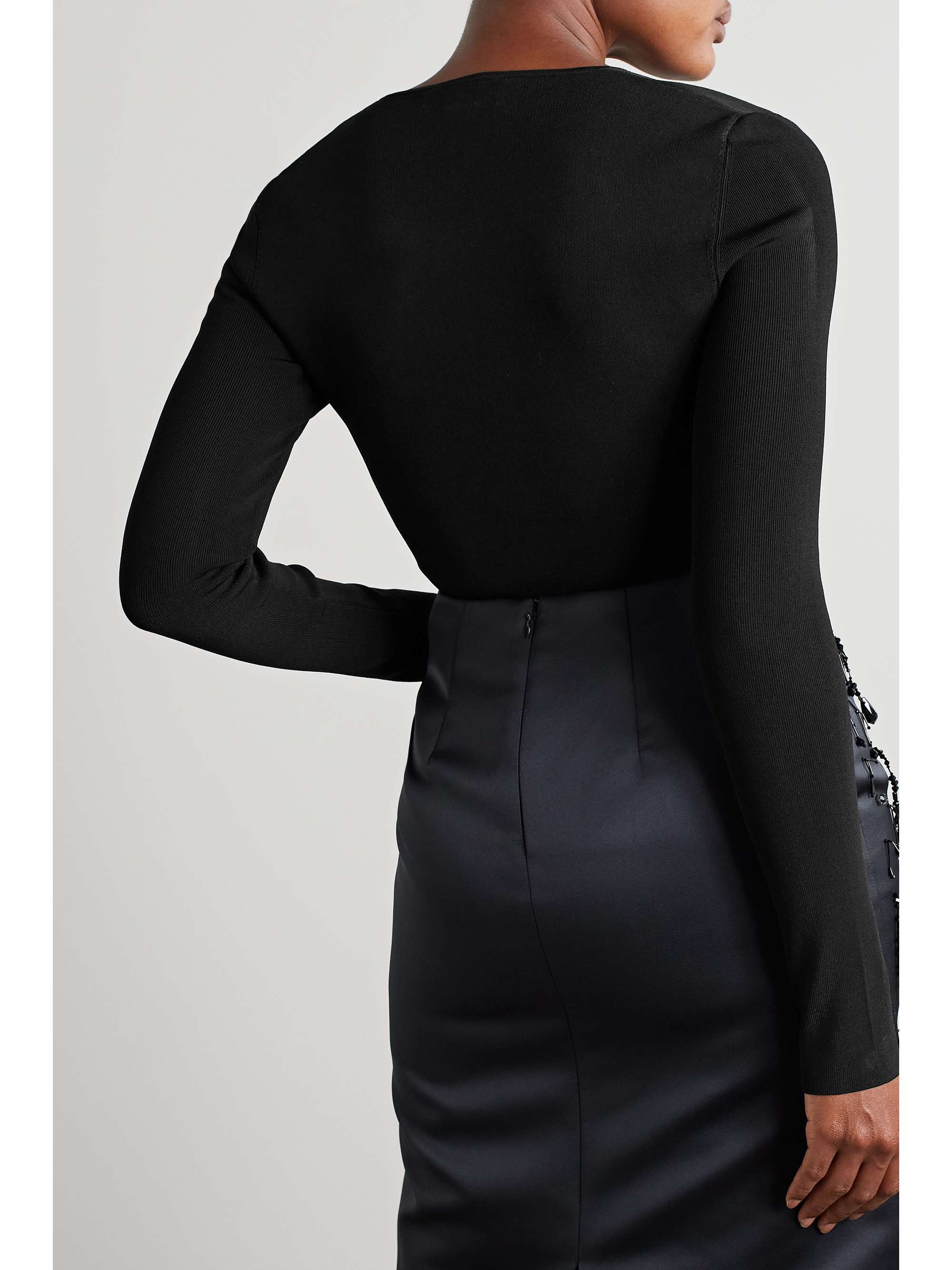 VICTORIA BECKHAM Scalloped stretch-jersey thong bodysuit