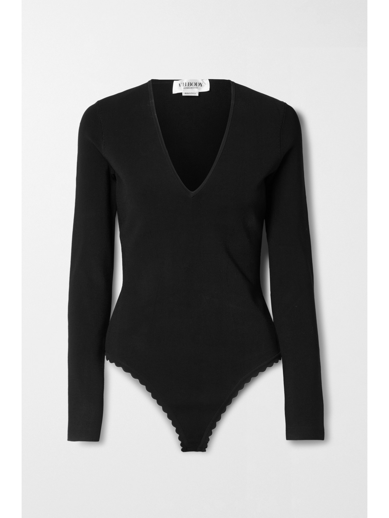 VICTORIA BECKHAM SCALLOPED STRETCH-JERSEY THONG BODYSUIT