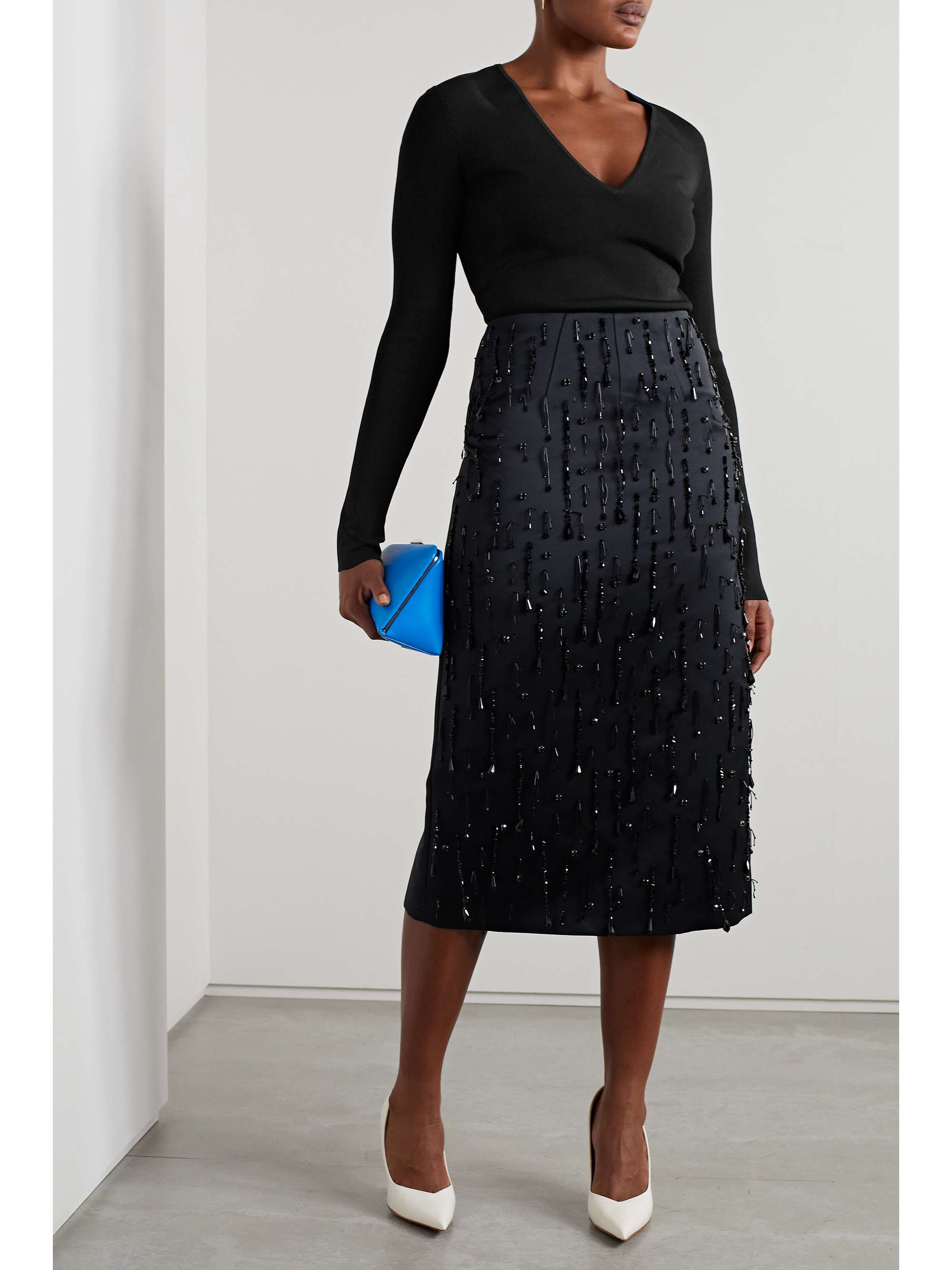 VICTORIA BECKHAM Scalloped stretch-jersey thong bodysuit