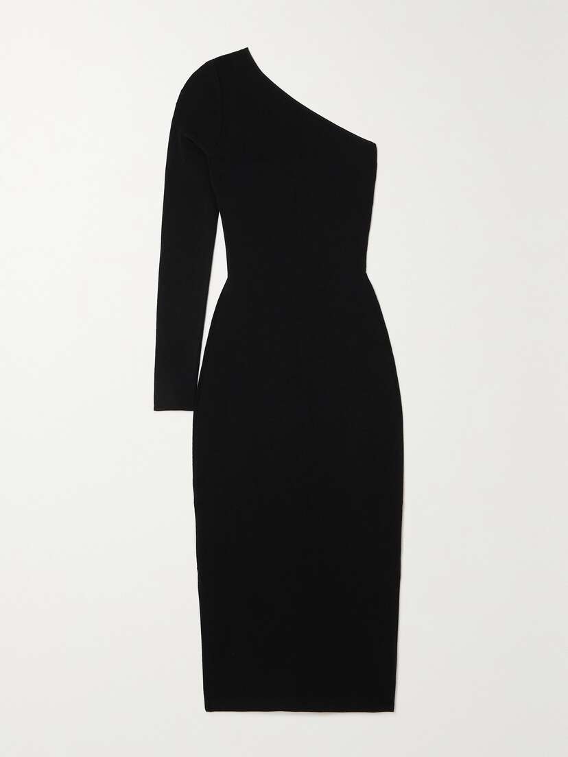 Victoria Beckham Vb Body One-shoulder Stretch-knit Midi Dress