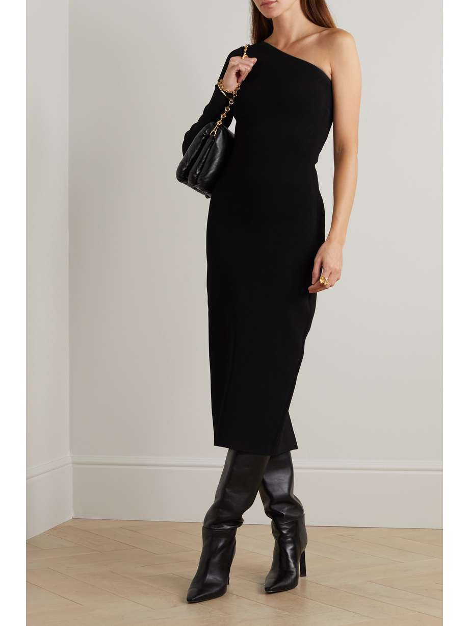 vb body one-shoulder stretch-knit midi dress