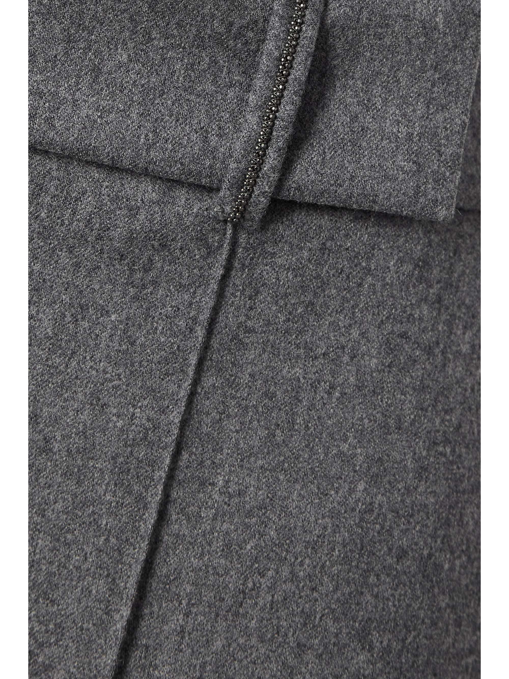 BRUNELLO CUCINELLI Bead-embellished pleated wool straight-leg pants