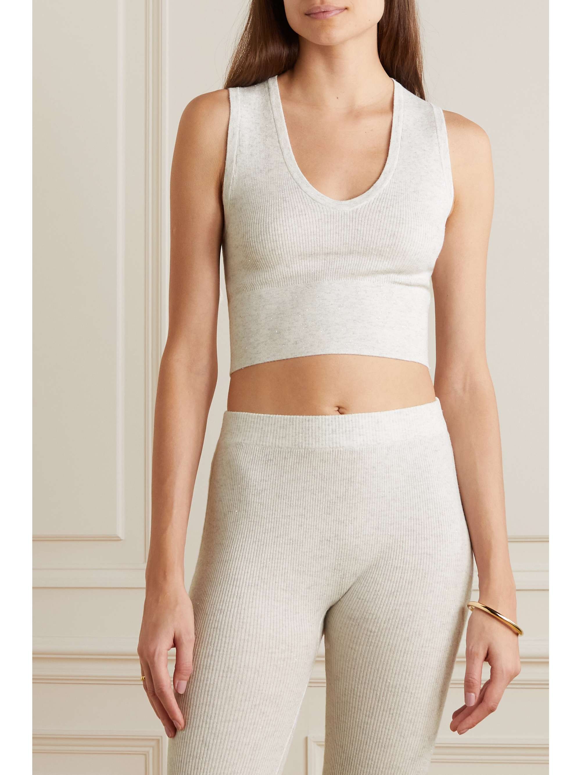 BRUNELLO CUCINELLI Cropped ribbed jersey vest