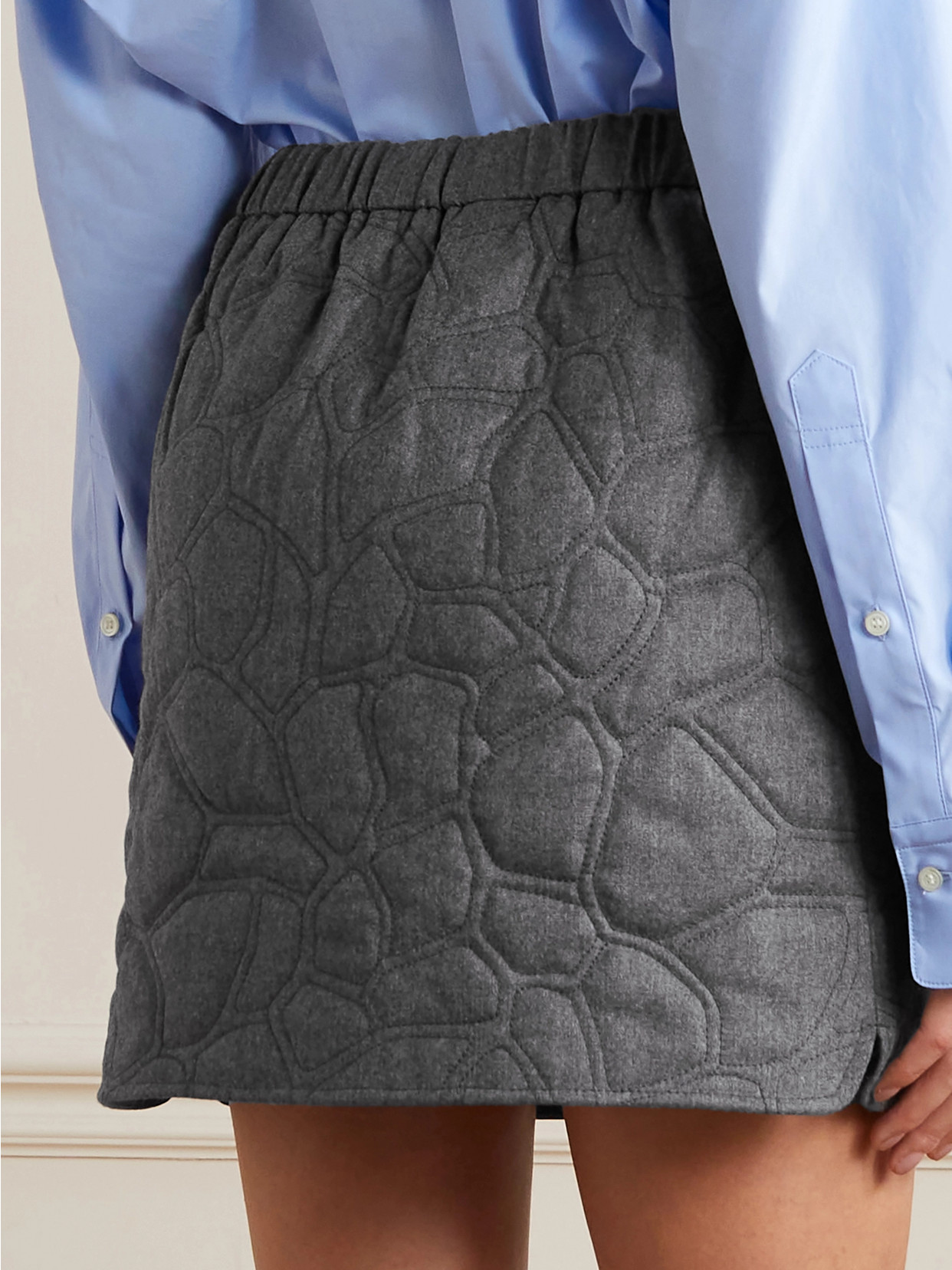 Brunello Cucinelli Quilted Wool Mini Skirt In Gray