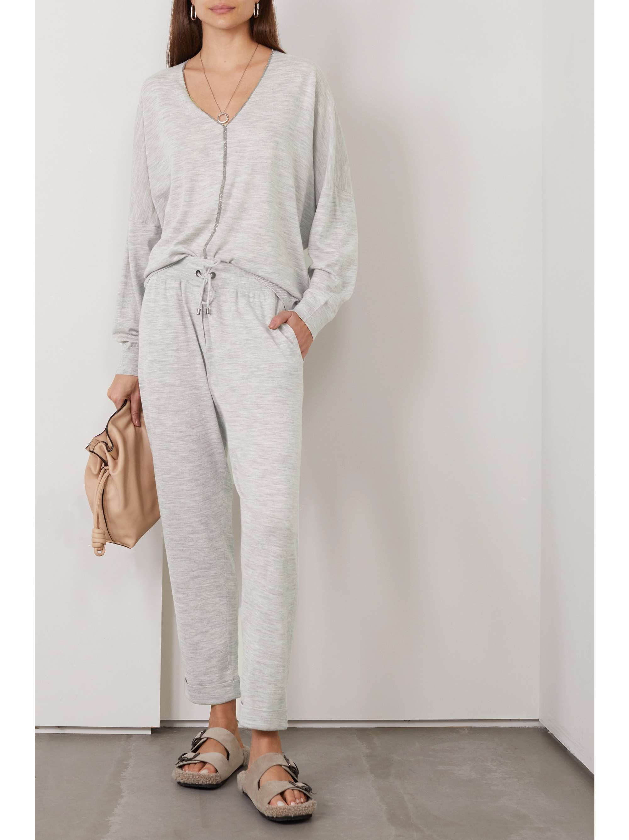 BRUNELLO CUCINELLI Wool and cashmere-blend track pants