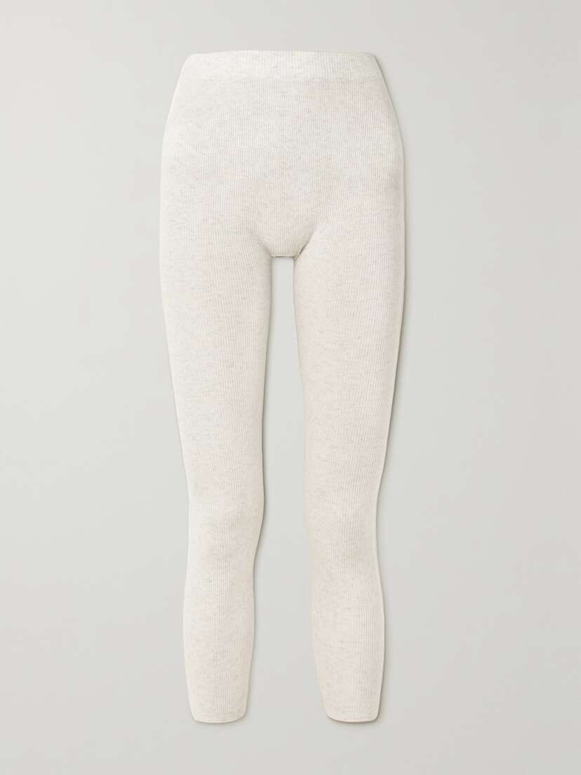 Brunello Cucinelli — Cropped metallic ribbed-knit leggings