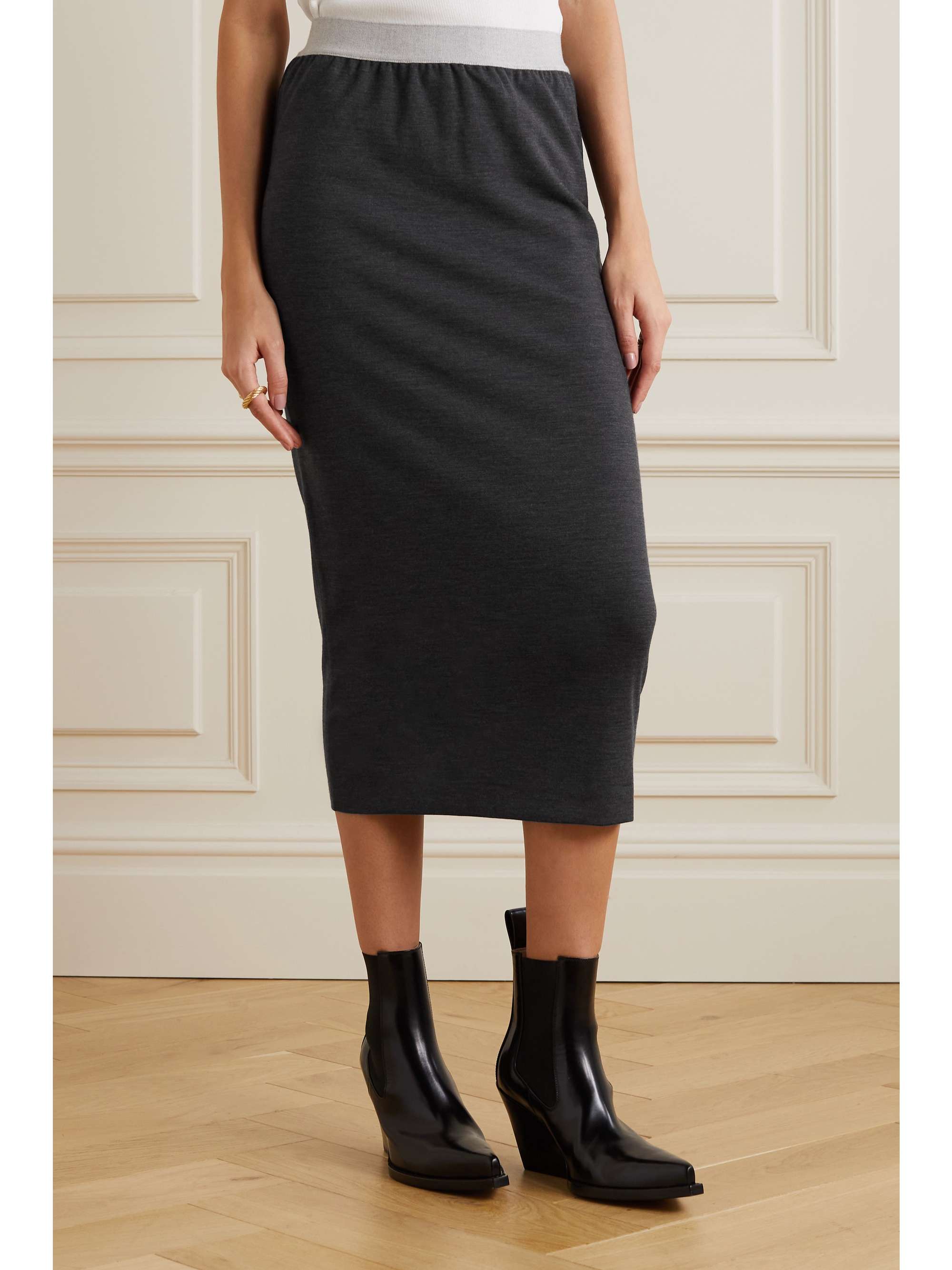 BRUNELLO CUCINELLI Stretch-wool jersey midi skirt