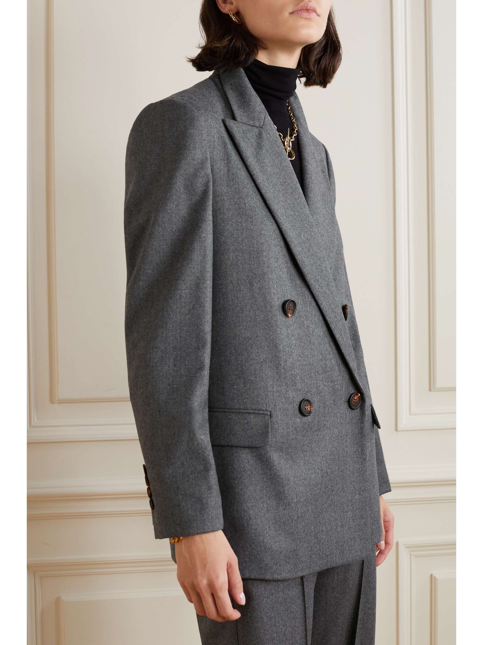 BRUNELLO CUCINELLI Double-breasted mélange wool blazer