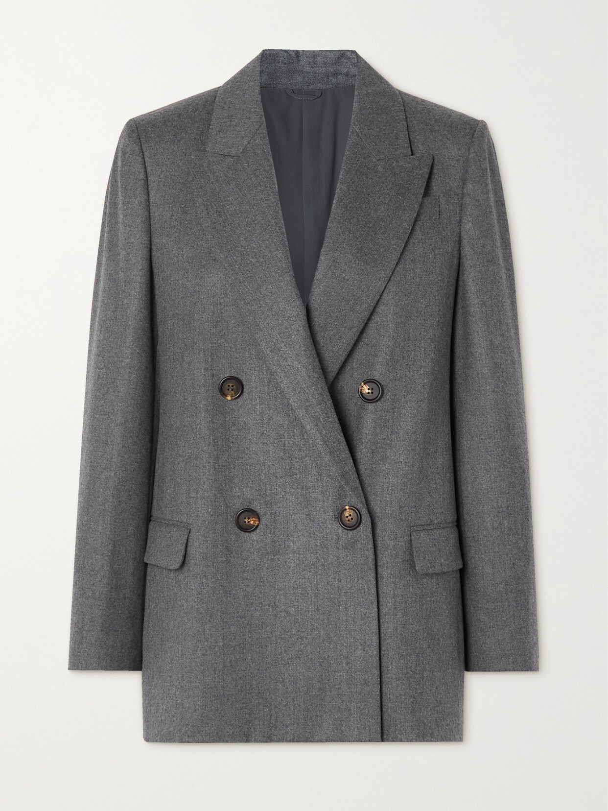 Brunello Cucinelli - Double-breasted Mélange Wool Blazer - Gray