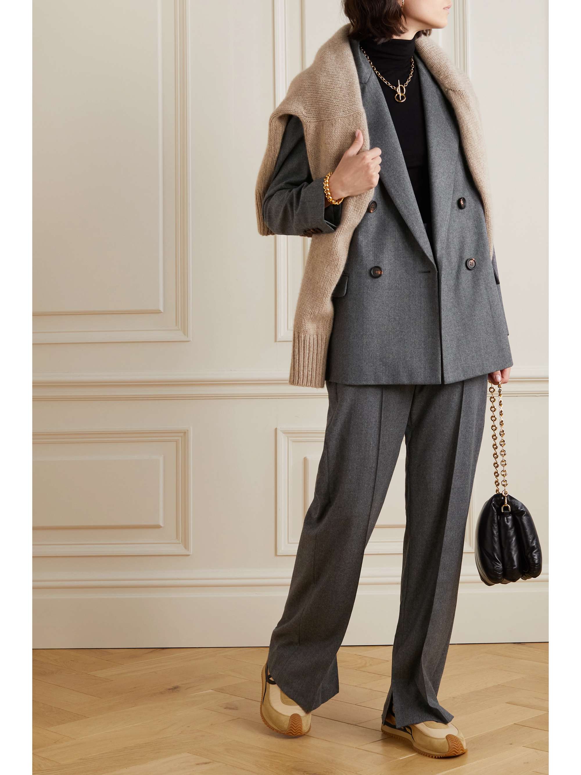 BRUNELLO CUCINELLI Double-breasted mélange wool blazer
