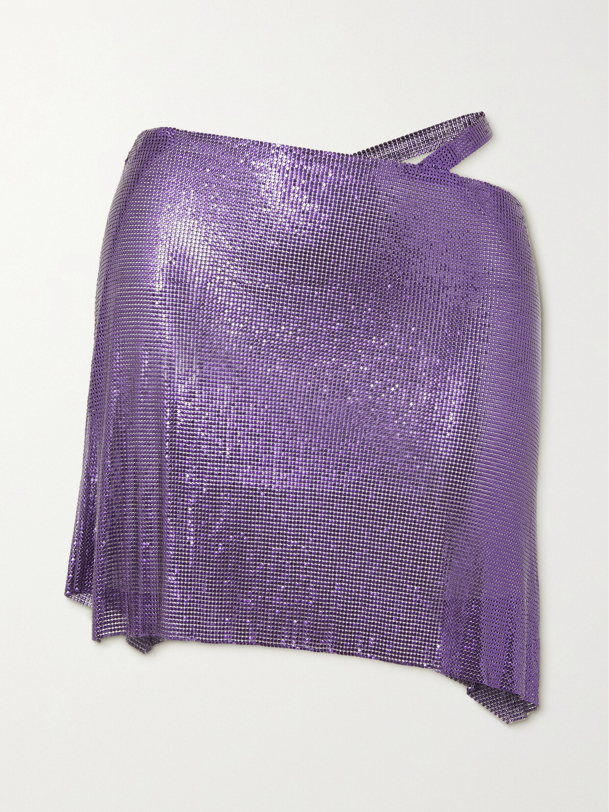 FANNIE SCHIAVONI Iza Asymmetric Cutout Chainmail Mini Skirt - Purple