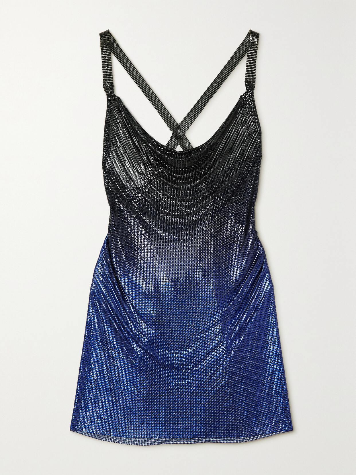 FANNIE SCHIAVONI Hailey Open-back Chainmail Mini Dress - Blue