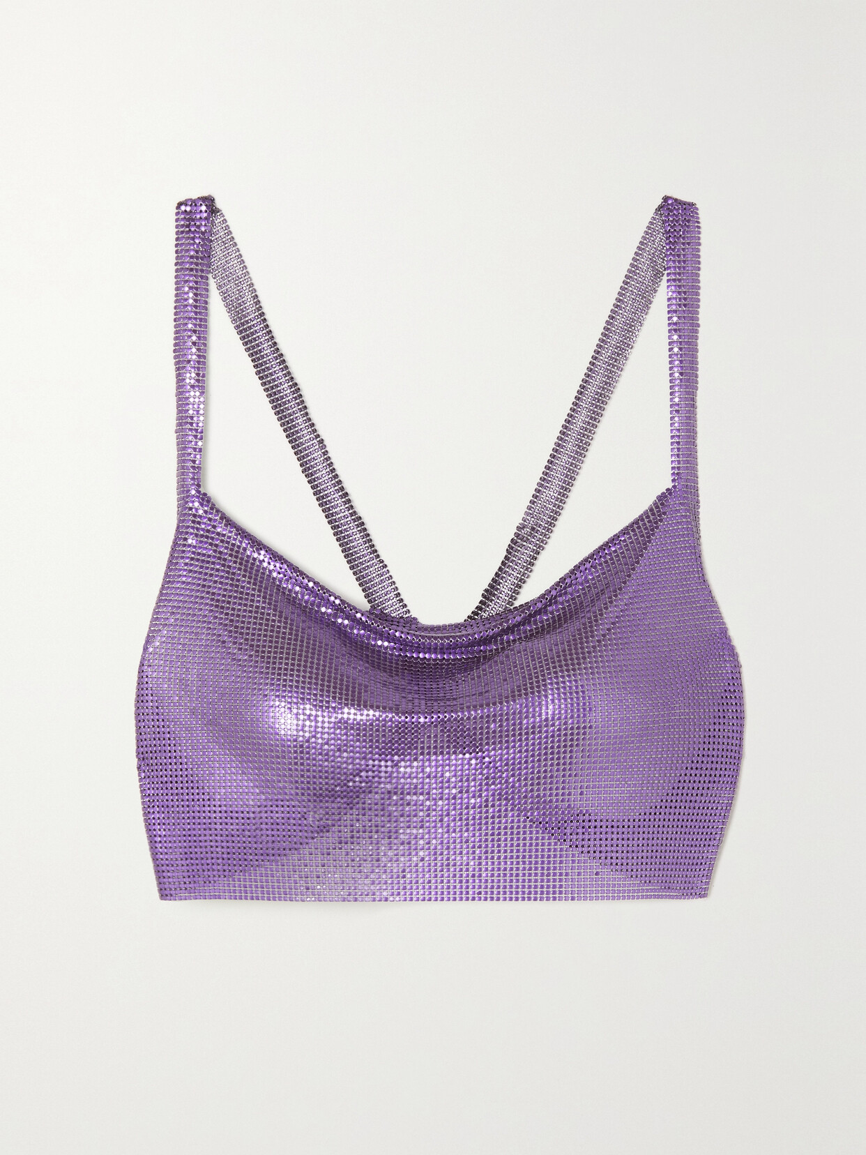 FANNIE SCHIAVONI Hailey Cropped Draped Chainmail Top - Purple