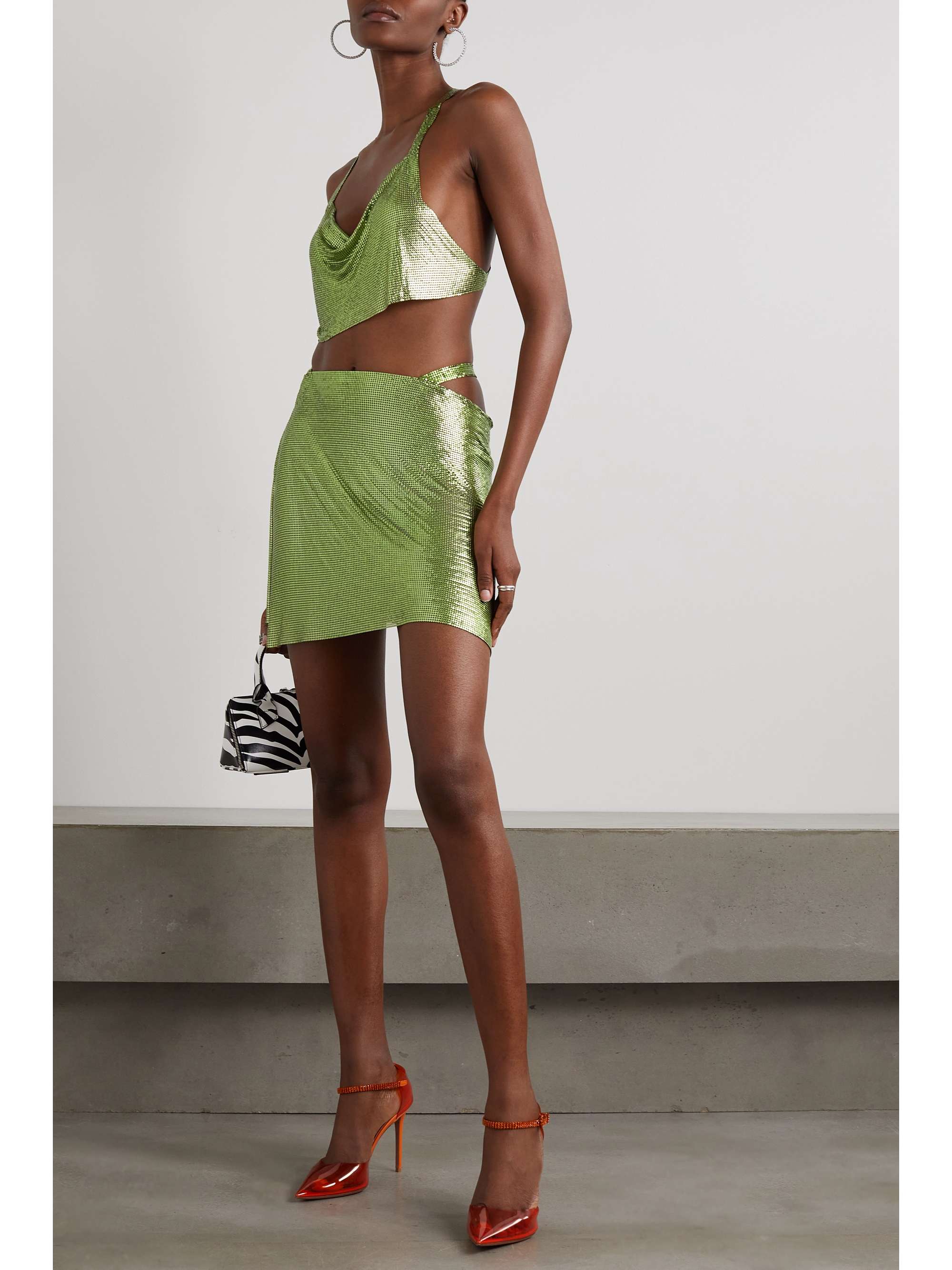 FANNIE SCHIAVONI Hailey cropped draped chainmail top