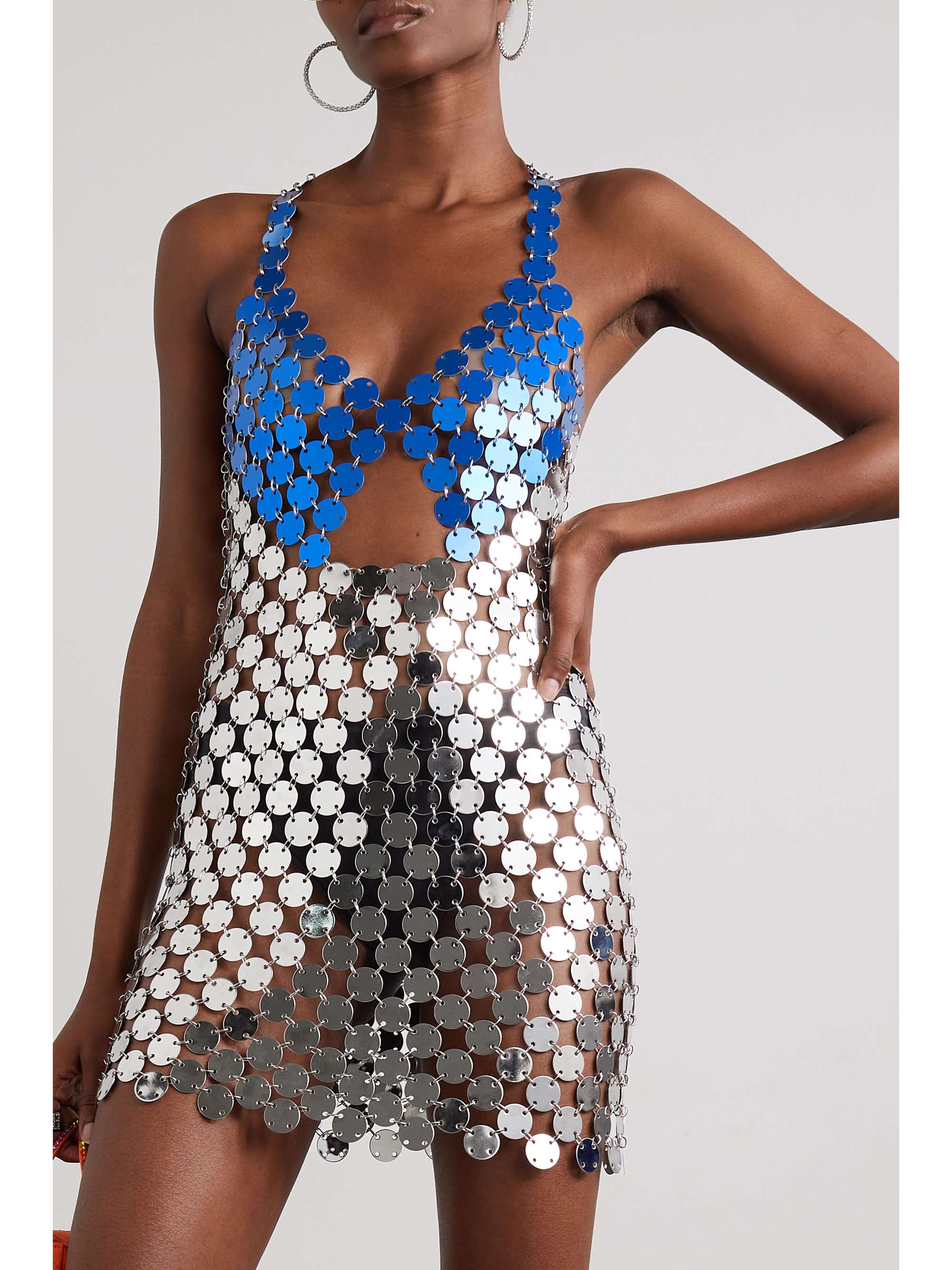 FANNIE SCHIAVONI Cara cutout chainmail mini dress