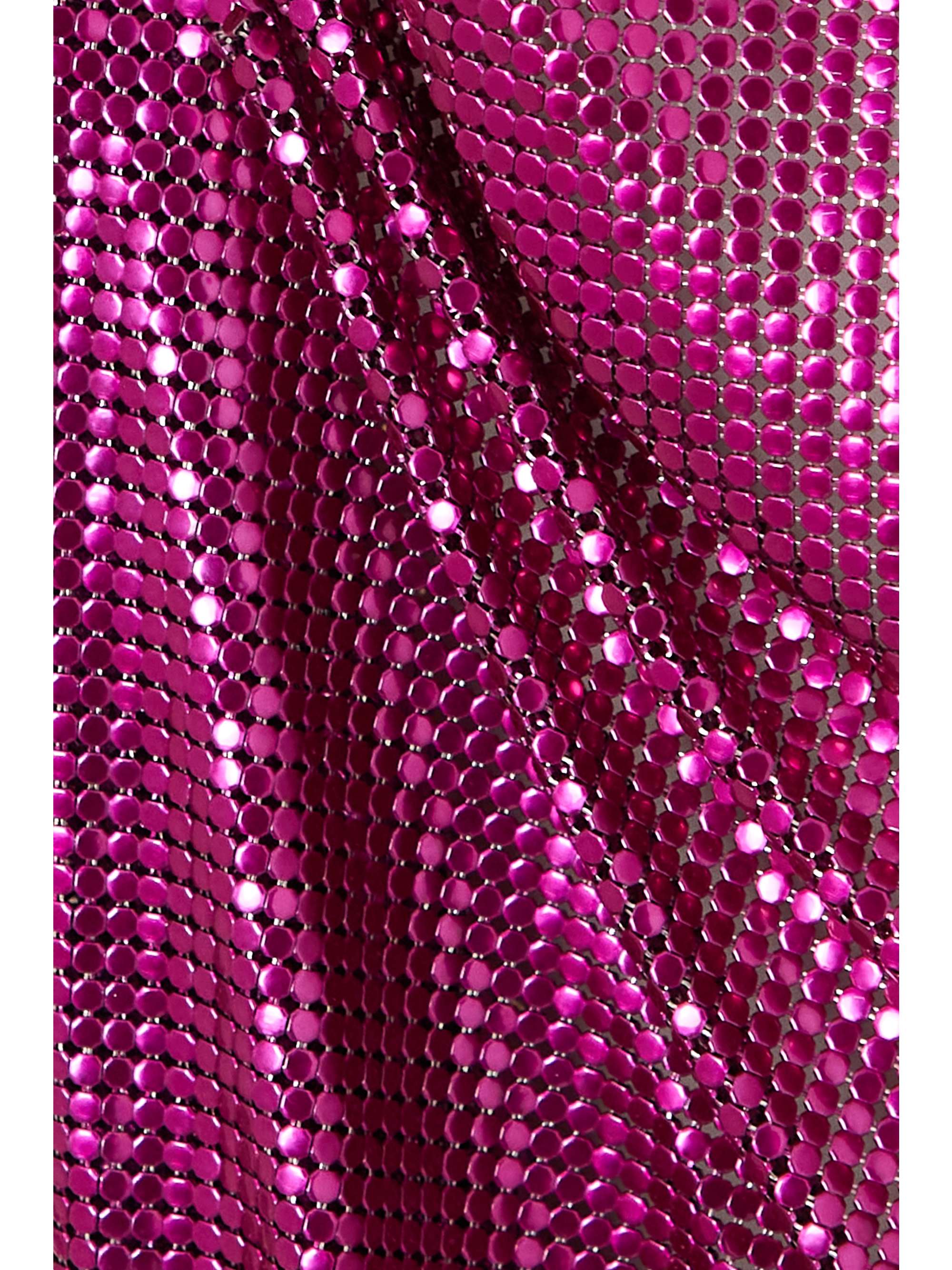 Pink Zendaya asymmetric fringed chainmail mini dress FANNIE SCHIAVONI