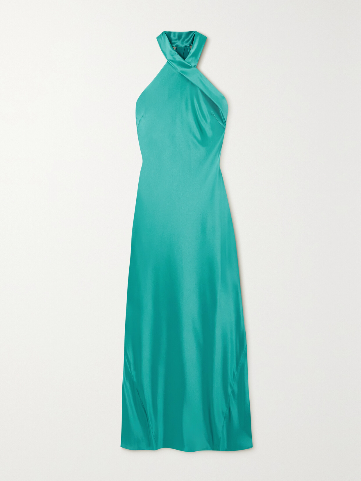 Galvan Pandora Satin Halterneck Maxi Dress - Blue