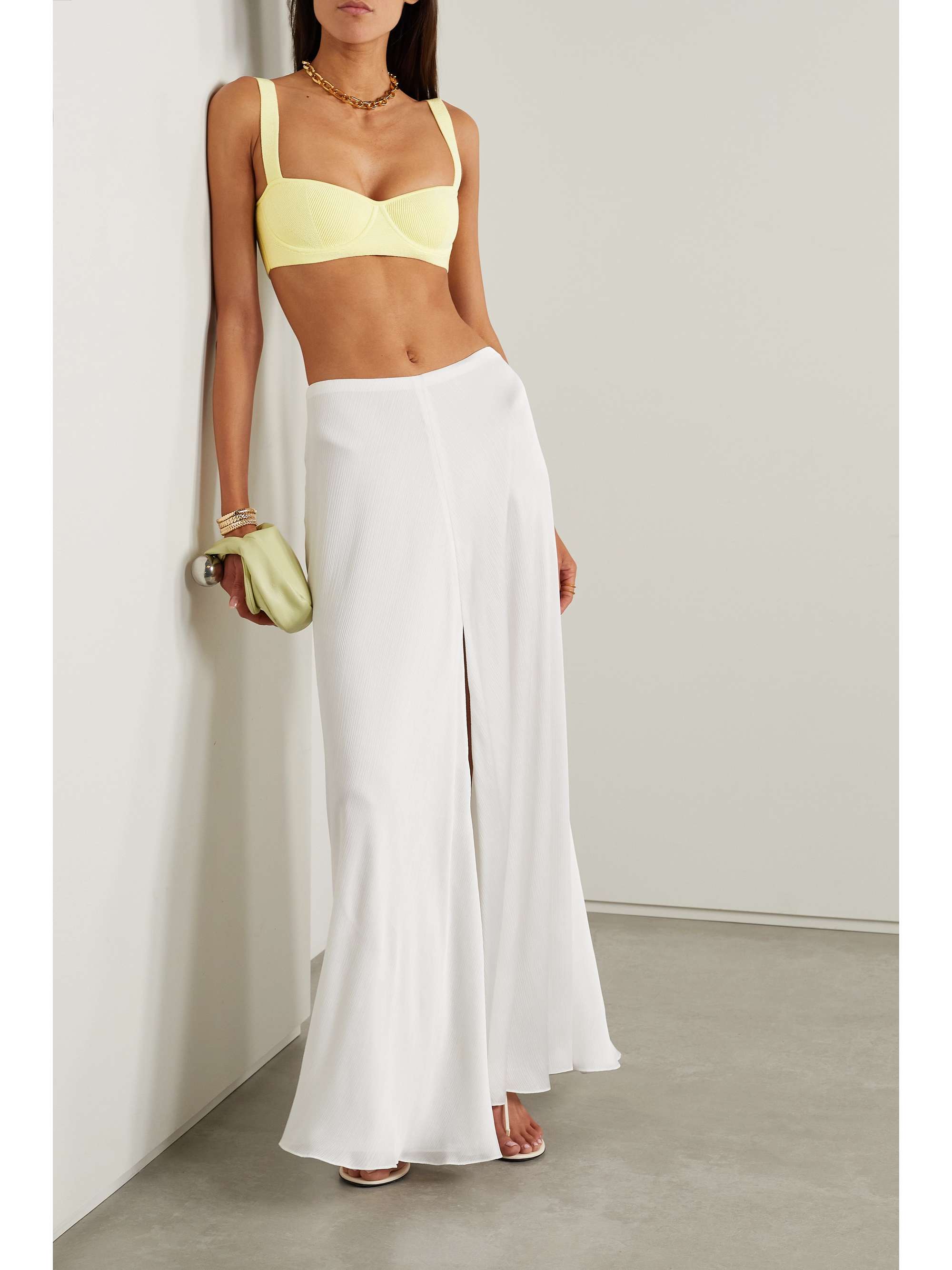 GALVAN NYX cropped stretch-knit top