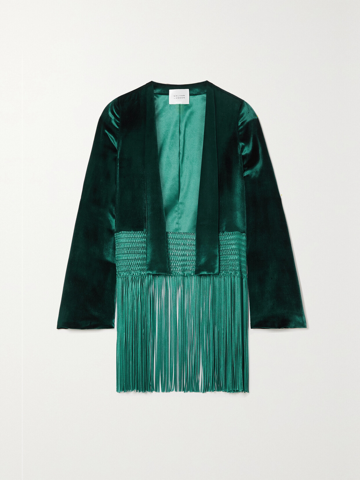 Galvan - Vesper Fringed Velvet Blazer - Green