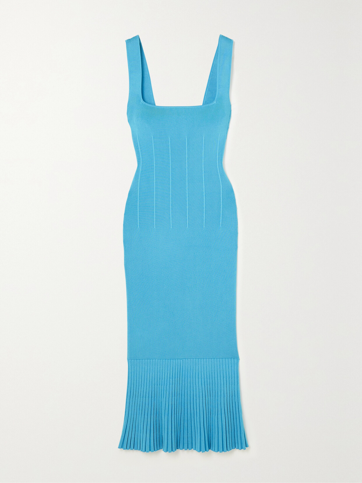Galvan Atalanta Pleated Stretch-knit Midi Dress - Blue