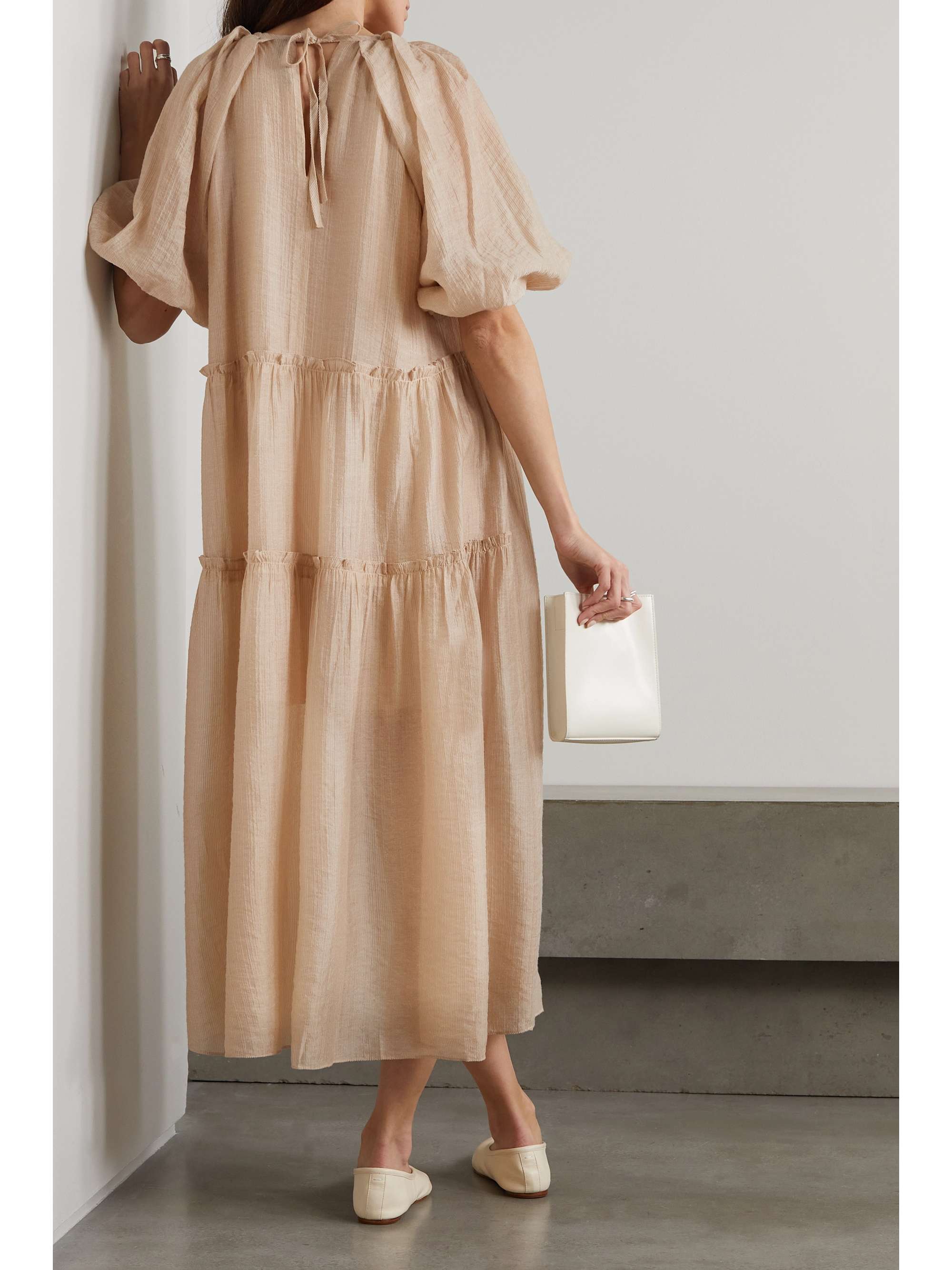 MOTHER OF PEARL + NET SUSTAIN Ellen gathered TENCEL Lyocell-blend midi dress