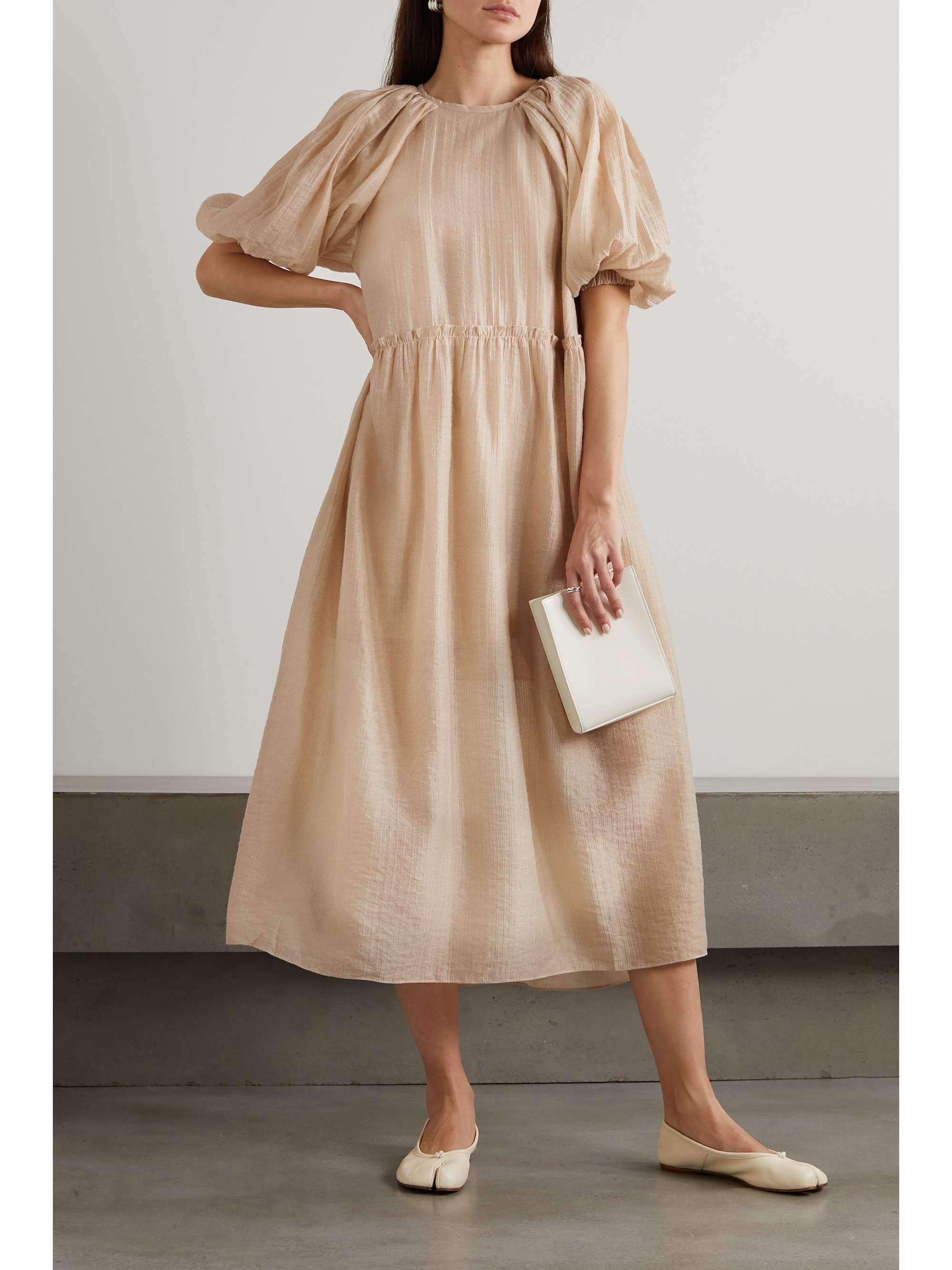 MOTHER OF PEARL + NET SUSTAIN Ellen gathered TENCEL Lyocell-blend midi dress