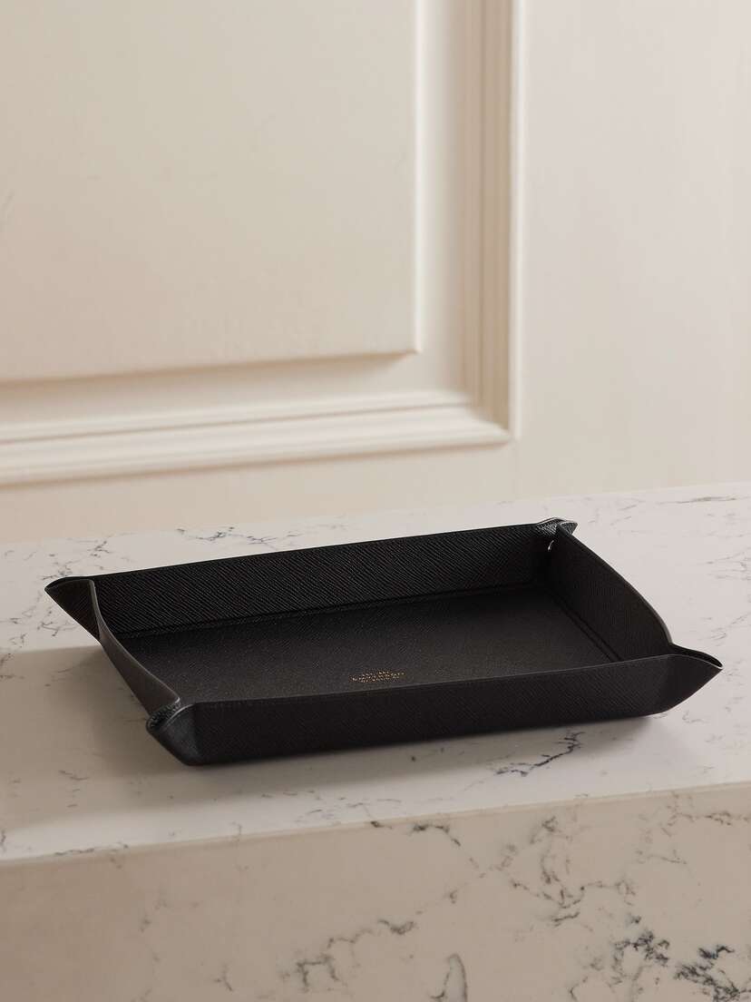 Smythson Panama Large Textured-leather Trinket Tray