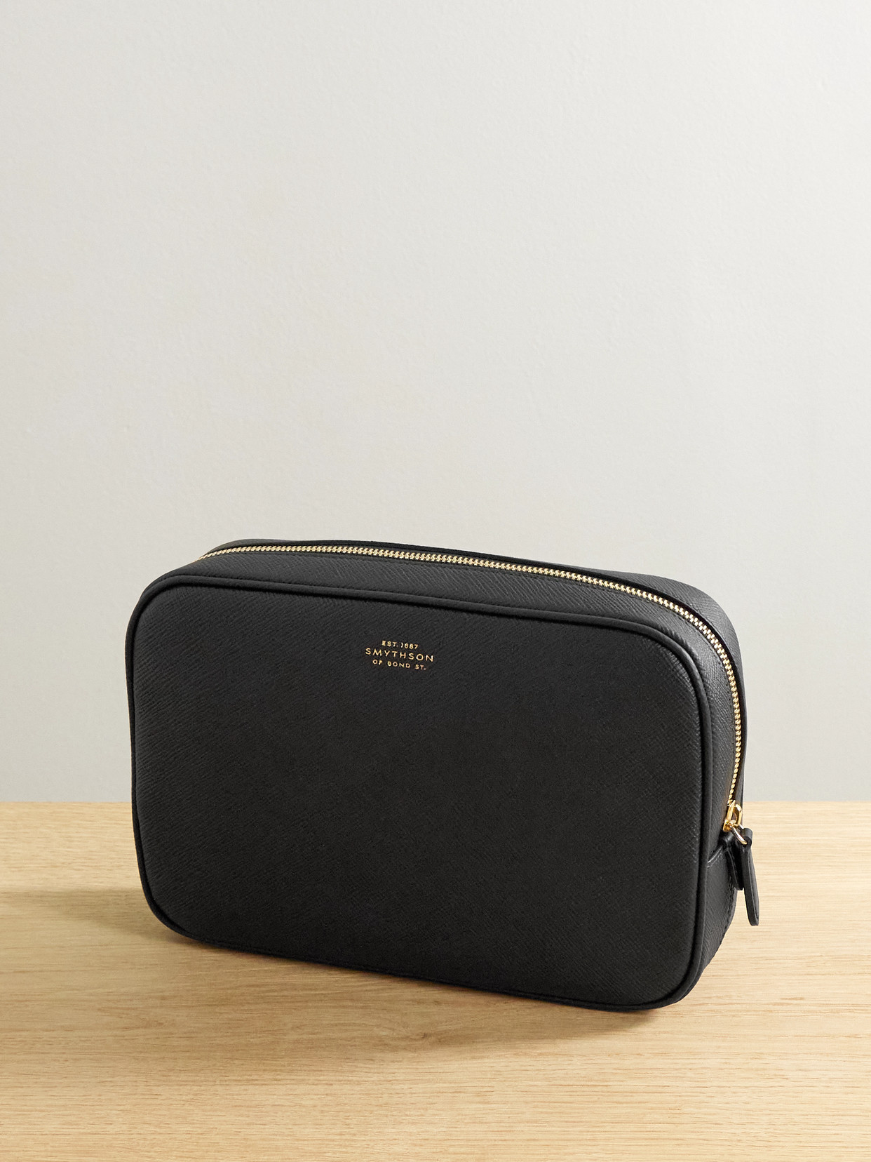 Smythson Panama Organiser Tech Textured-leather Pouch In Black