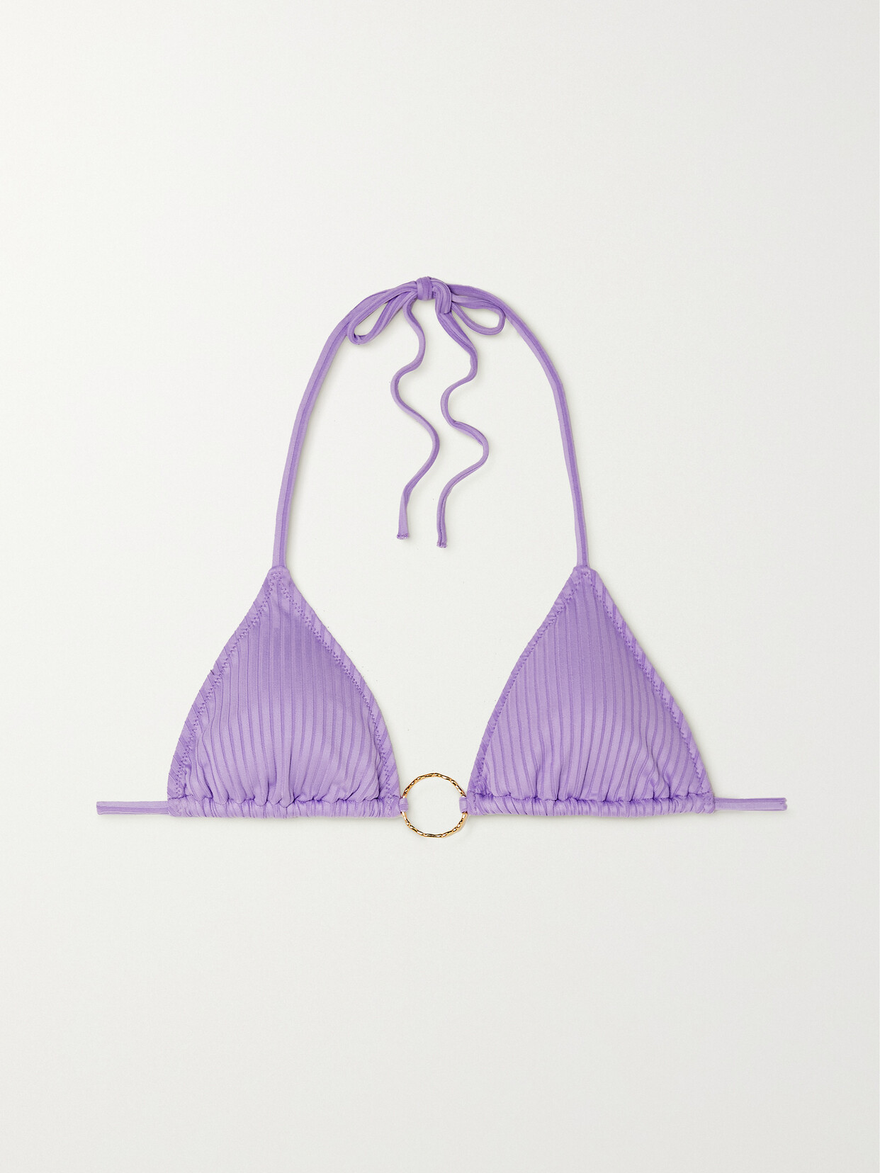 Melissa Odabash Miami Embellished Ribbed Triangle Bikini Top - Purple